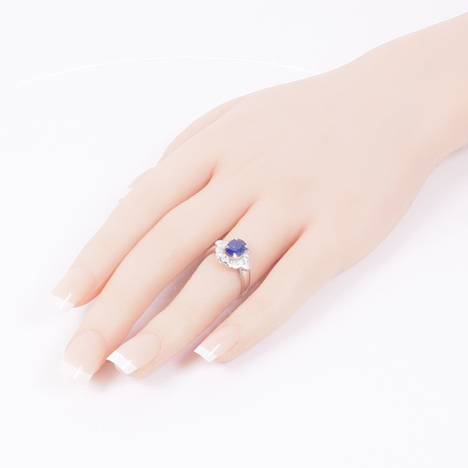 JEWELRY PT900鉑金Sapphire/Diamond Ring藍寶石/鑽石戒指US#6