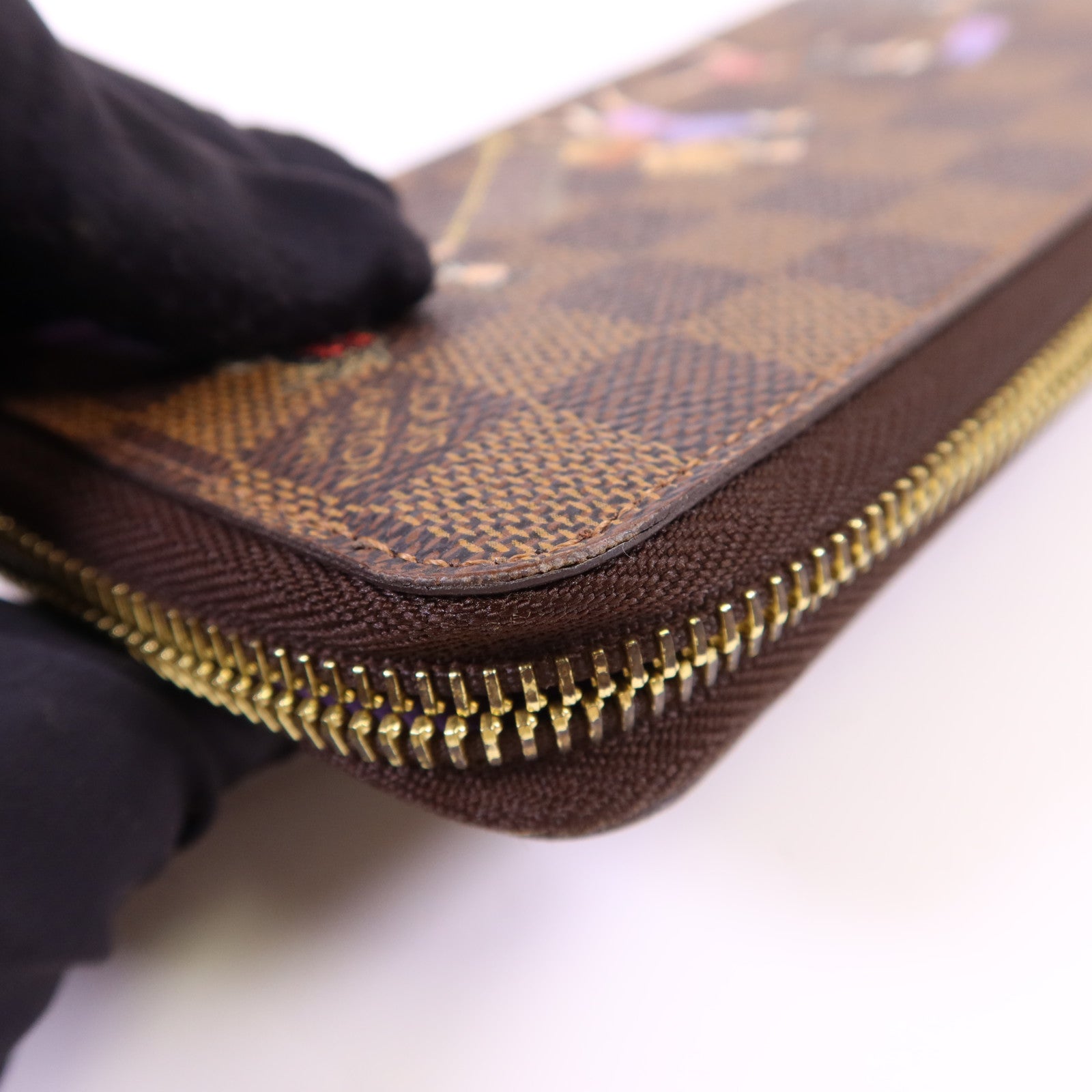 LOUIS VUITTON Damier Ebene Zippy Wallet金扣長錢包