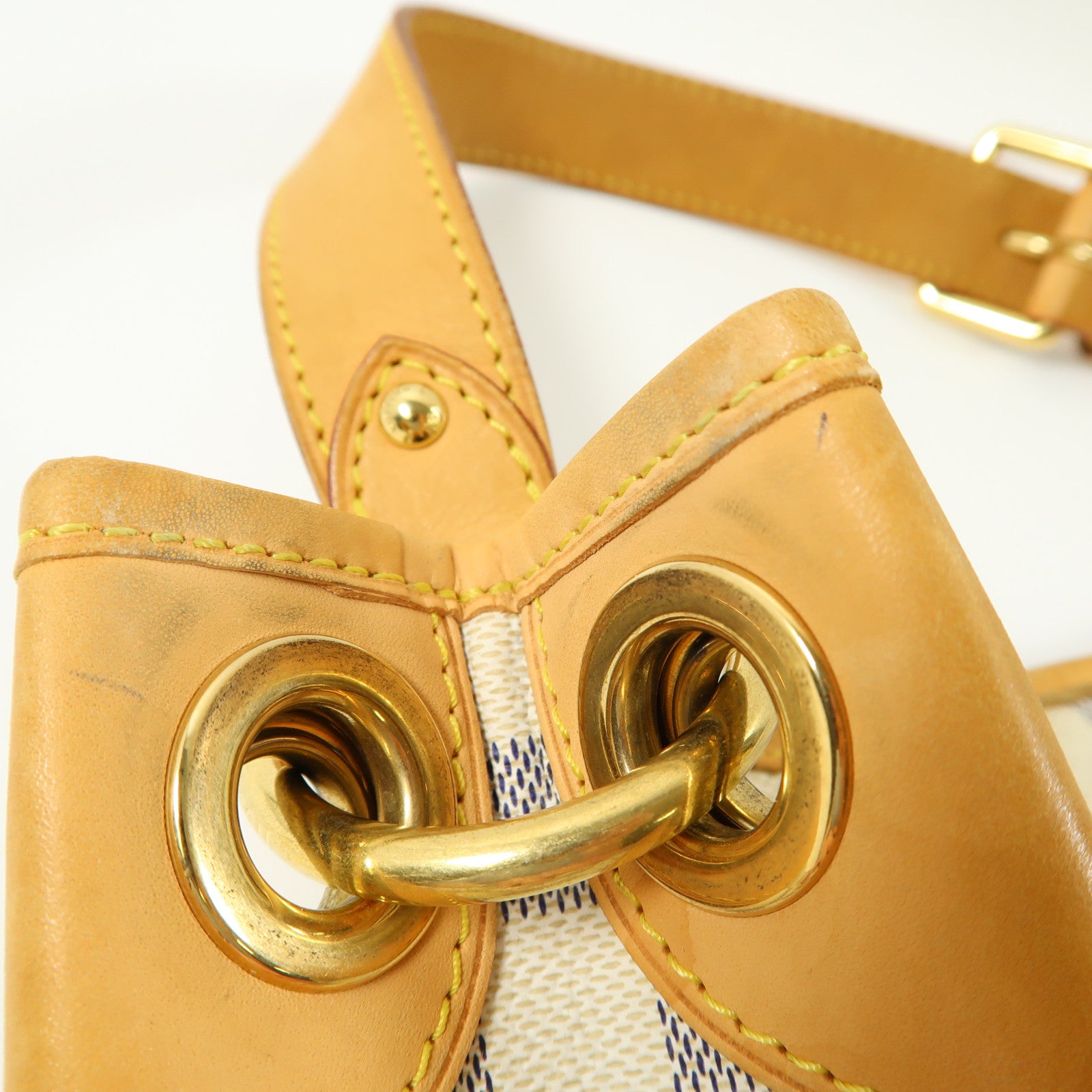 LOUIS VUITTON Damier Azur Galliera PM金扣肩背袋白色