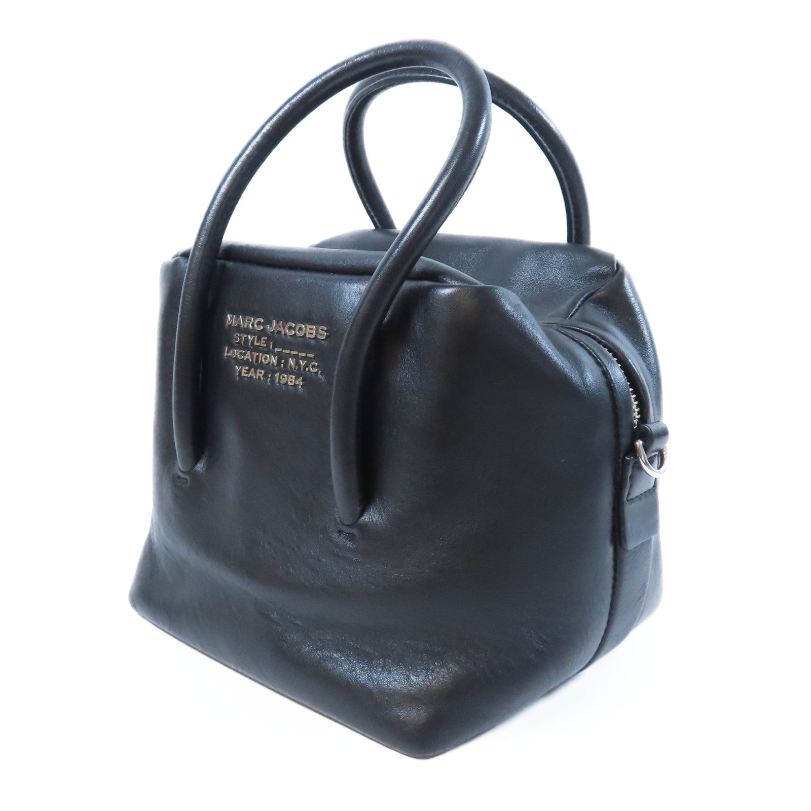 MARC JACOBS 【激減優惠】牛皮皮革2 Way Shoulder Bag銀扣手挽肩背兩用袋黑色