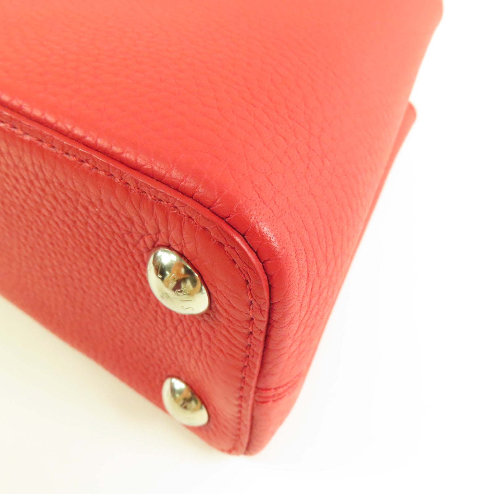 LOUIS VUITTON Taurillon Capucines BB銀扣手挽肩背兩用袋