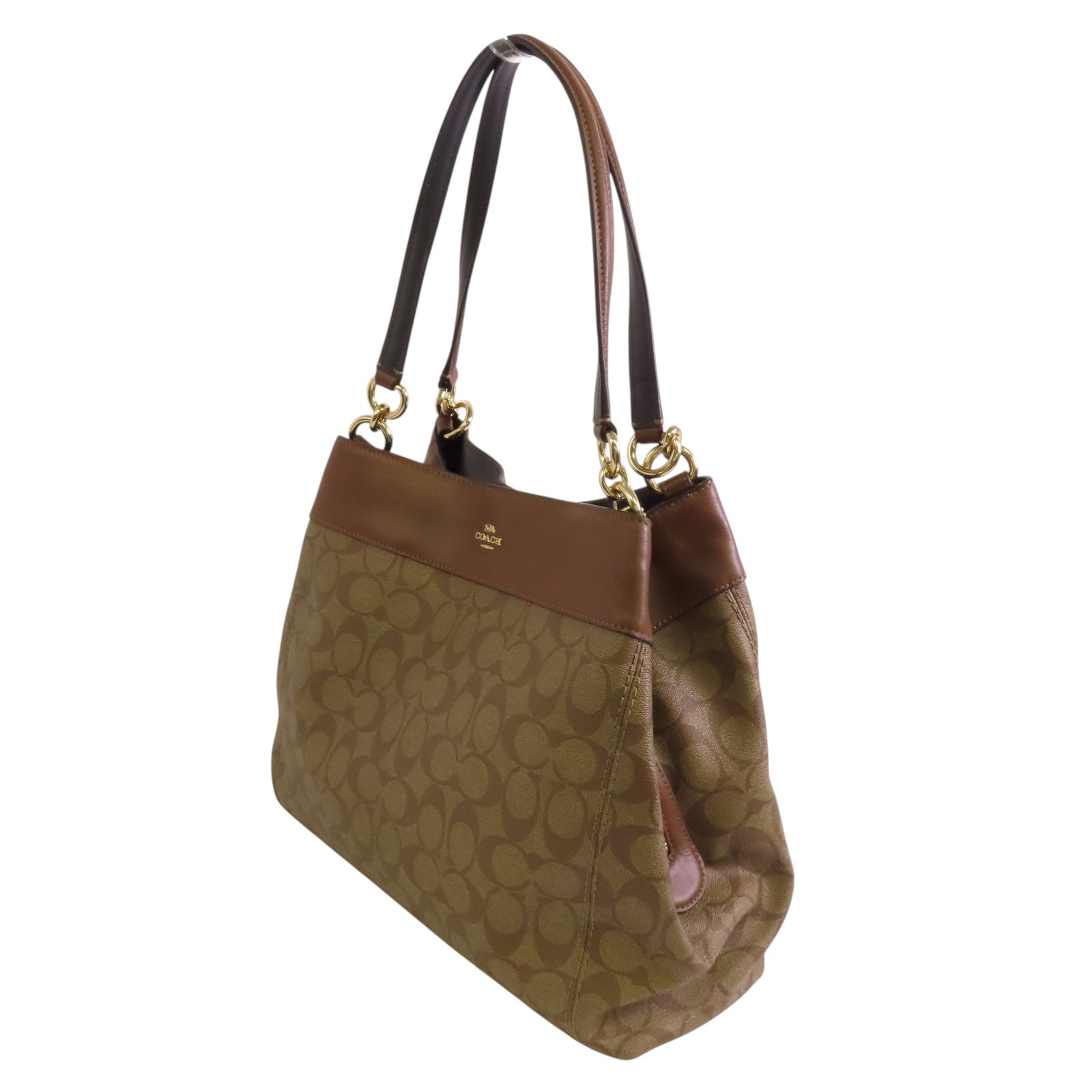 COACH 塗層帆布Shoulder Bag金扣肩背袋