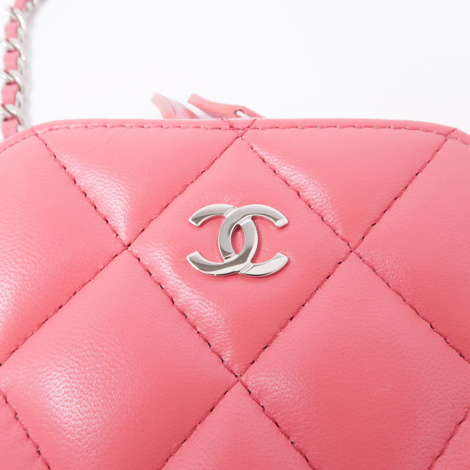 CHANEL 羊皮皮革Phone Holder銀扣鏈帶肩背袋