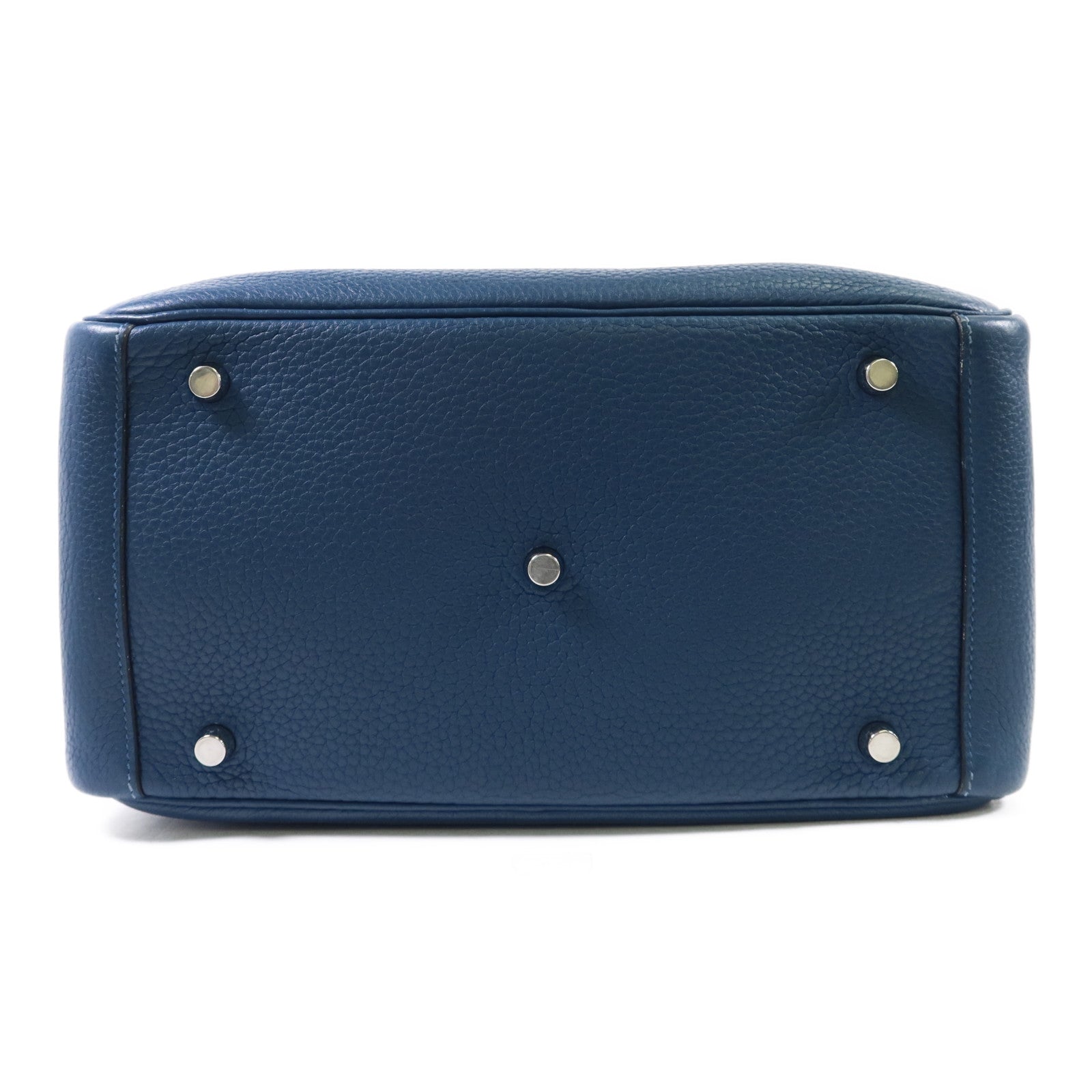 HERMES Clemence皮革Lindy 30銀扣手挽肩背兩用袋Bleu Jean
