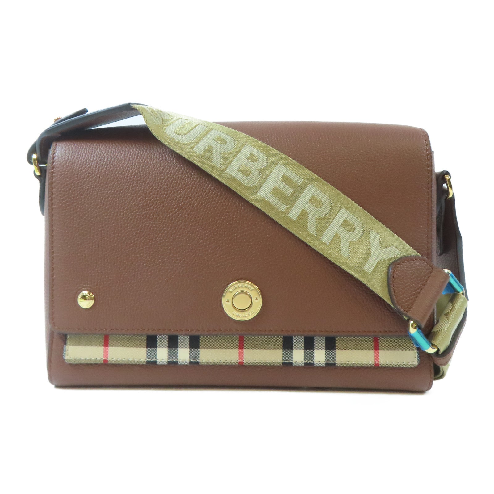 BURBERRY 牛皮皮革Shoulder Bag金扣肩背袋啡色