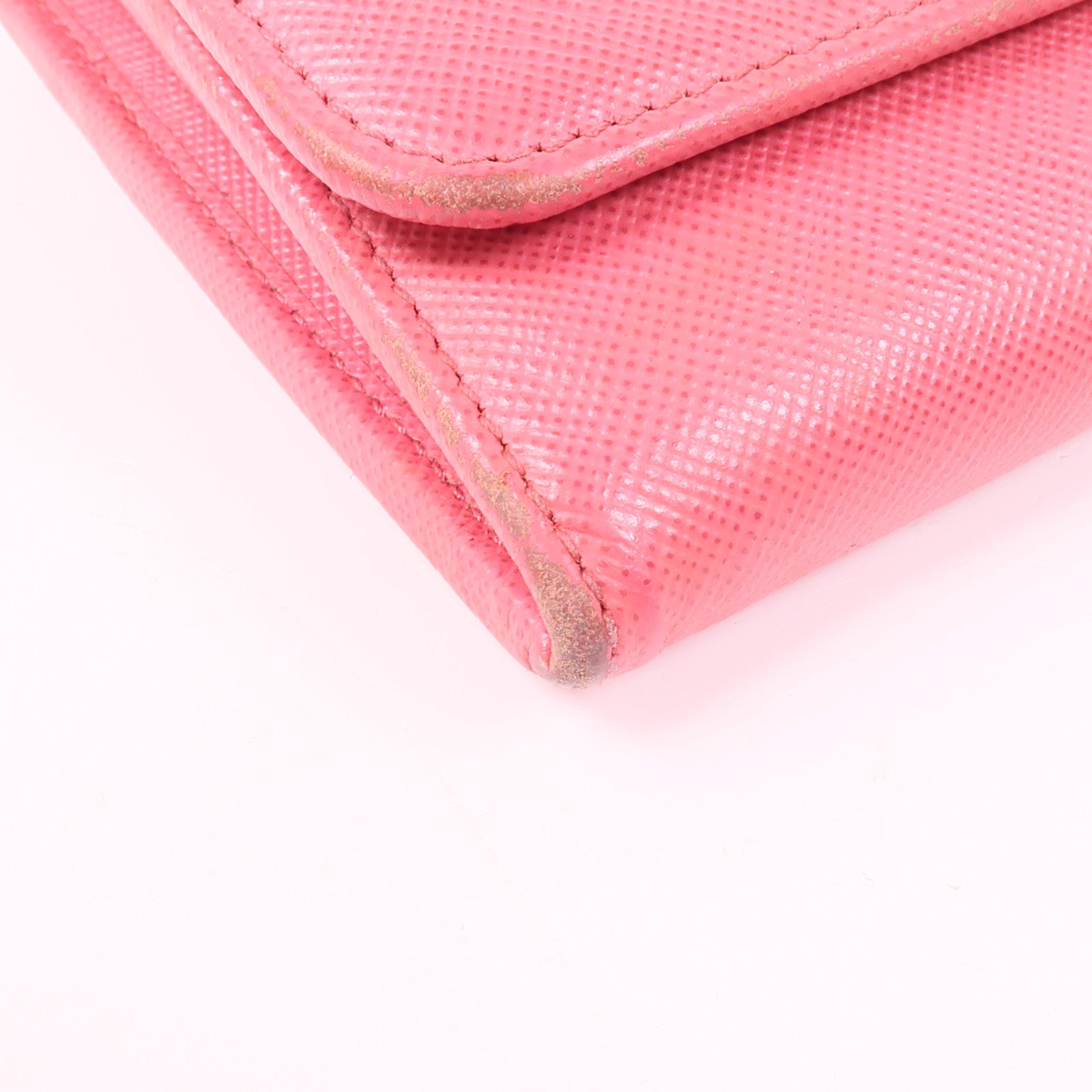 PRADA GHW Long Button Wallet 1M1132 Saffiano Leather Pink