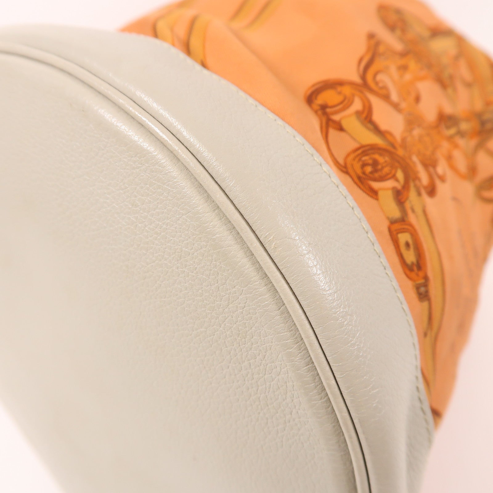HERMES 絲質Soie Cool銀扣背包橙色