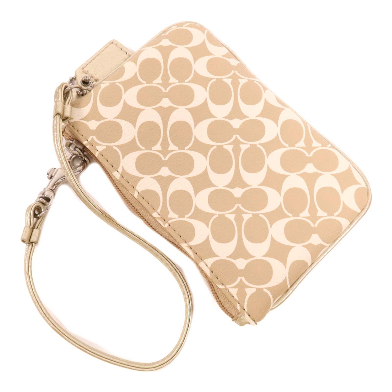 COACH 塗層帆布Pouch銀扣手拿包