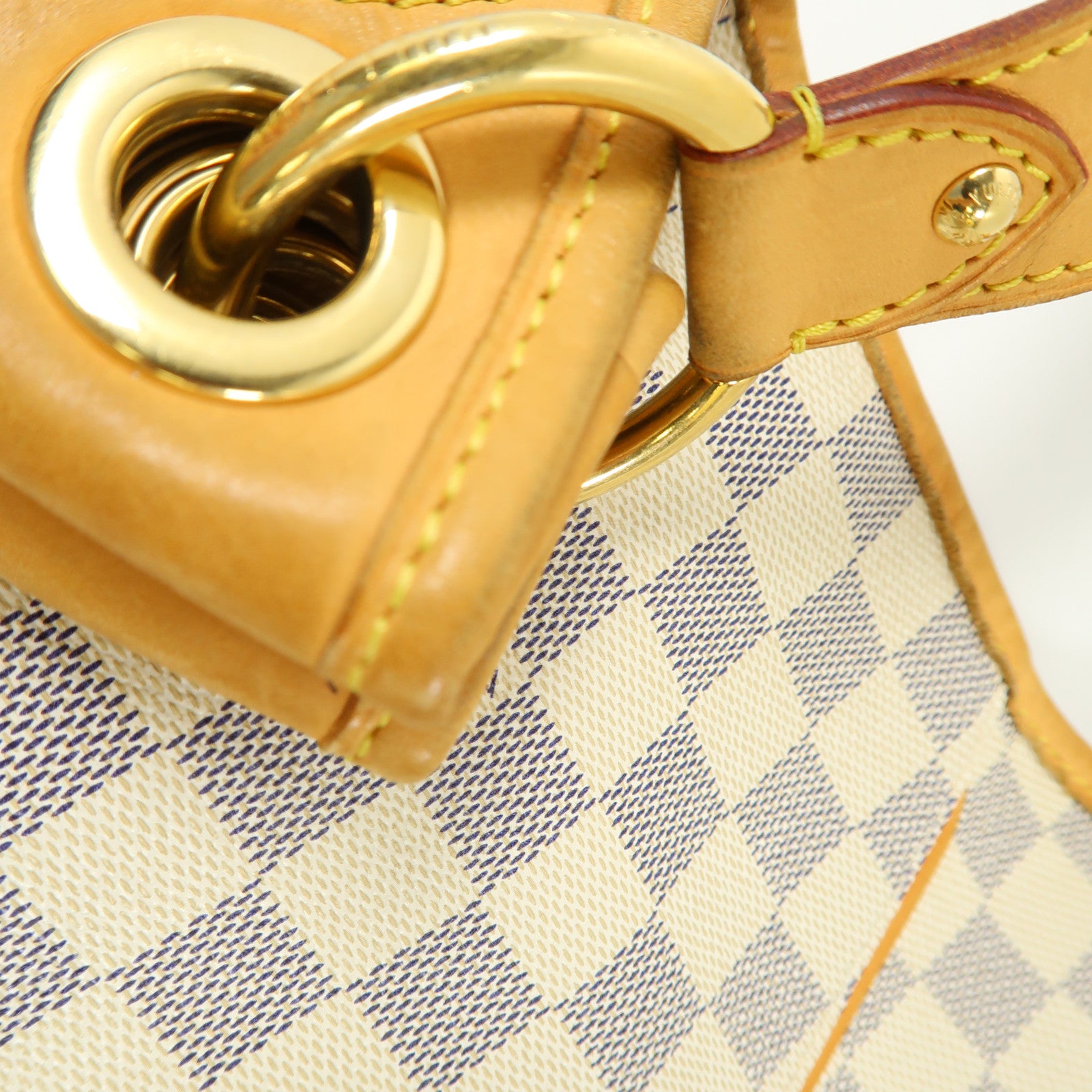 LOUIS VUITTON Damier Azur Galliera PM金扣肩背袋白色