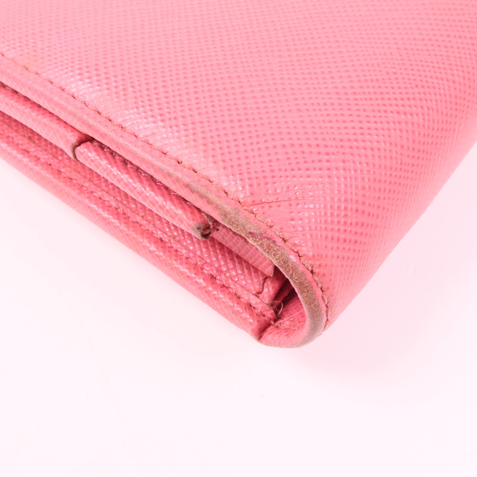 PRADA GHW Long Button Wallet 1M1132 Saffiano Leather Pink