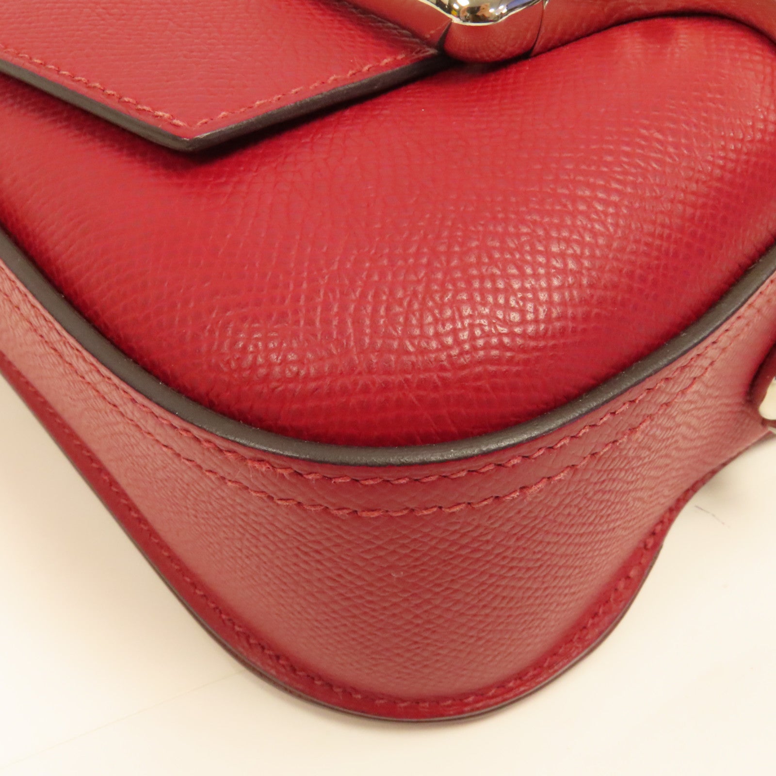 HERMES 【激減優惠】Epsom皮革Della Cavalleria Mini Bag銀扣肩背袋K1 Rouge Grenat石榴紅色