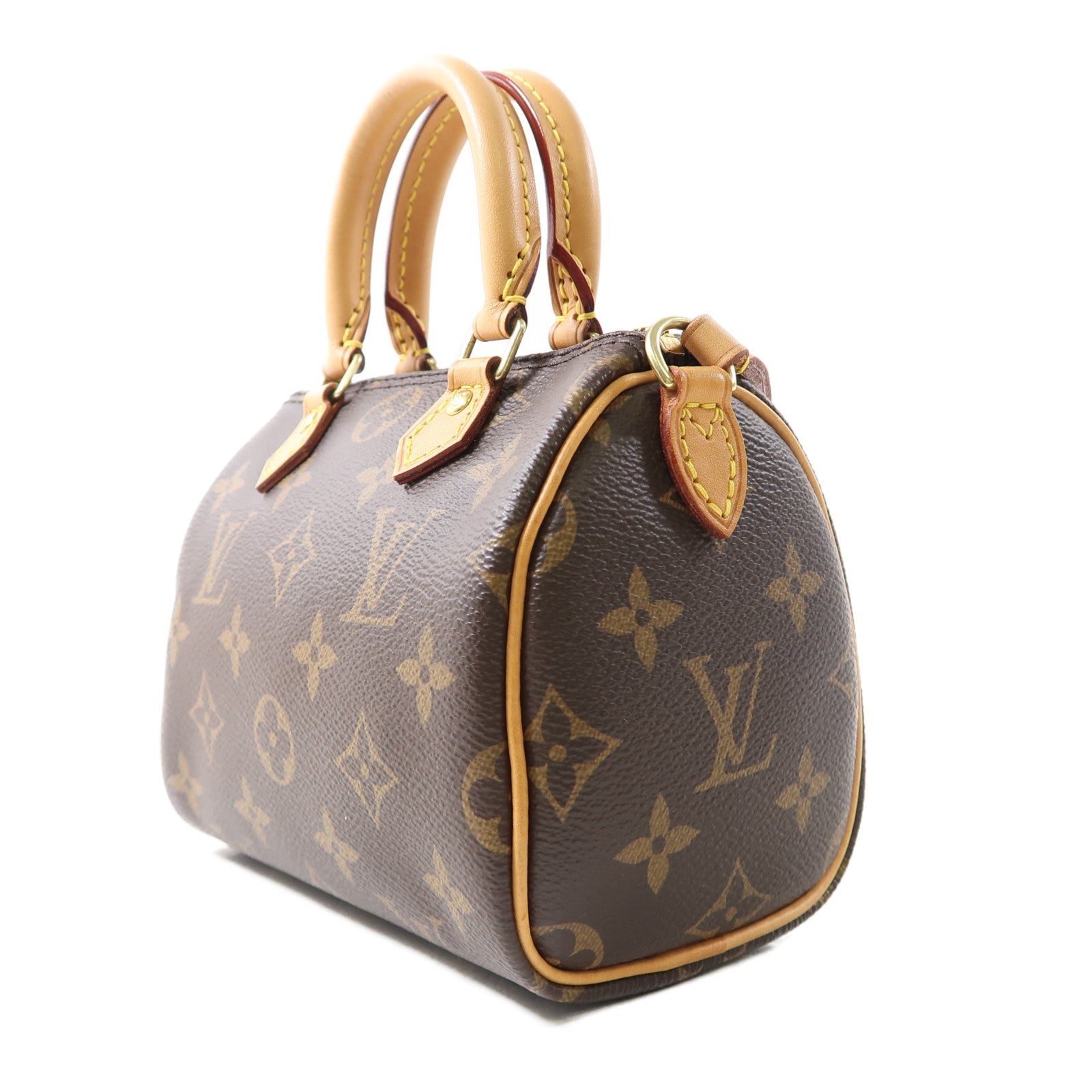 LOUIS VUITTON Monogram Nano Speedy金扣手挽肩背兩用袋棕色