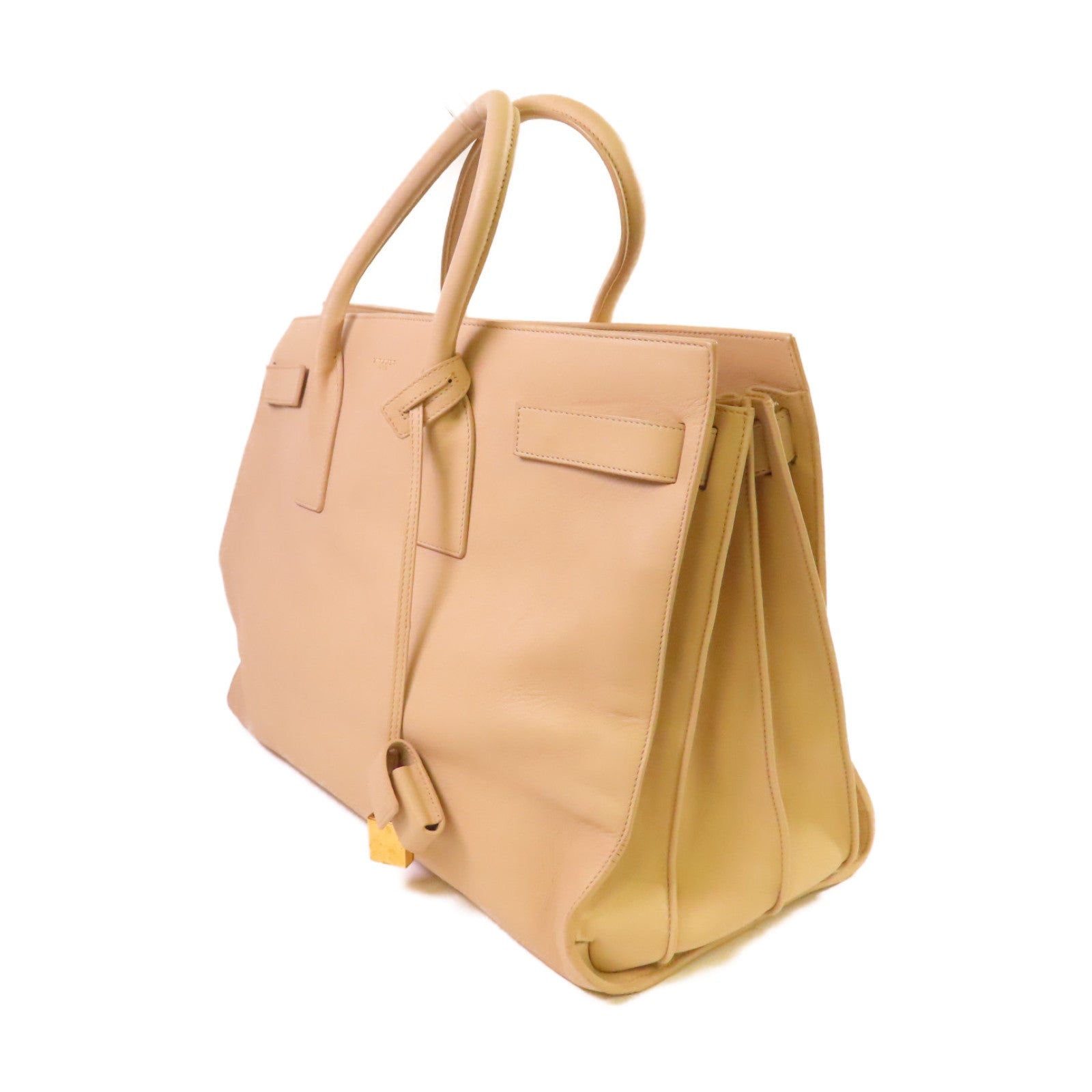 SAINT LAURENT 牛皮皮革Sac De Jour Large Shoulder Bag肩背袋杏色