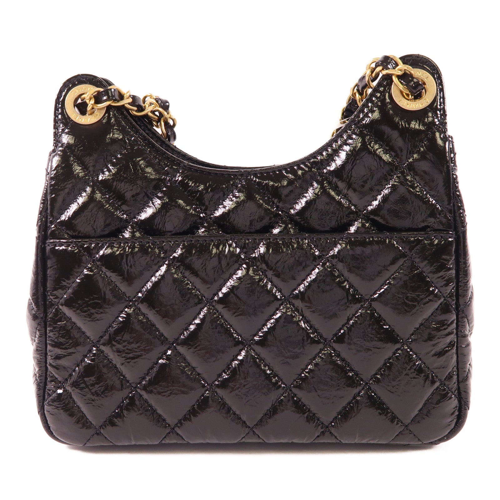 CHANEL【激減優惠】 皮革Hobo金扣鏈帶肩背袋