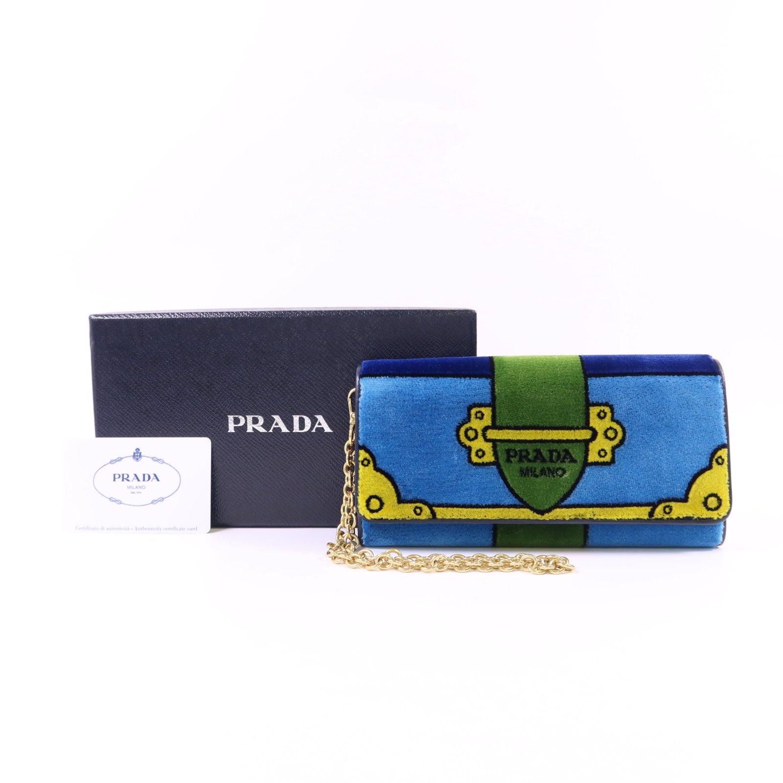 PRADA 天鵝絨Cahier Long Wallet金扣長錢包1MN019