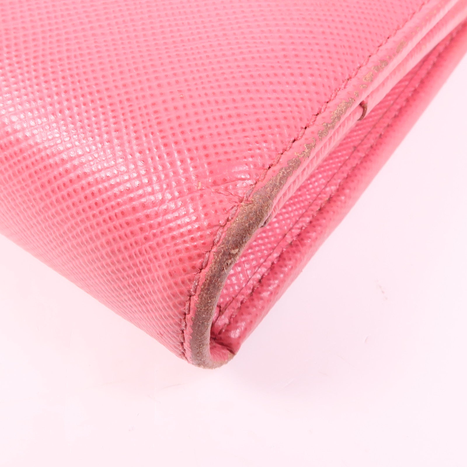 PRADA GHW Long Button Wallet 1M1132 Saffiano Leather Pink