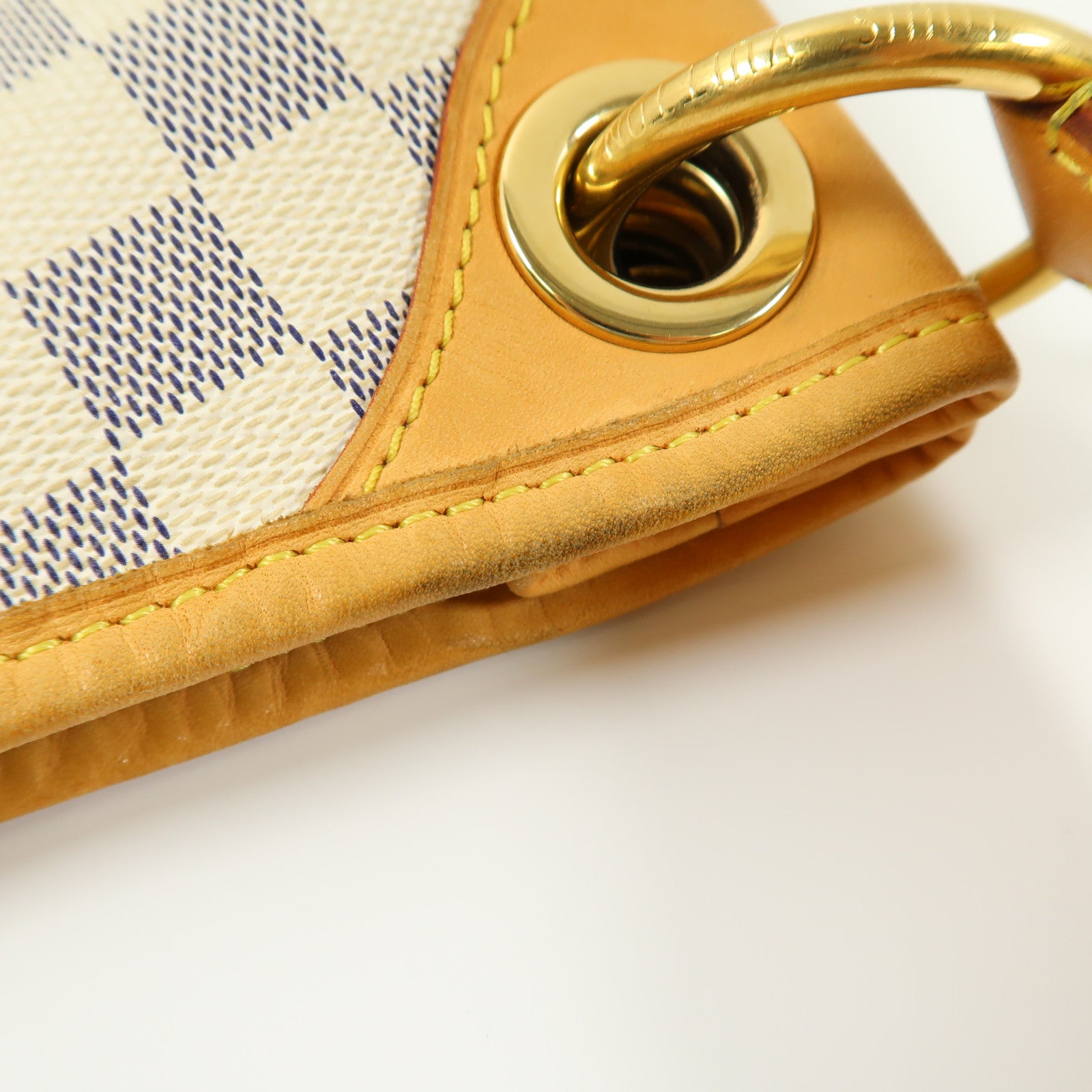 LOUIS VUITTON Damier Azur Galliera PM金扣肩背袋白色