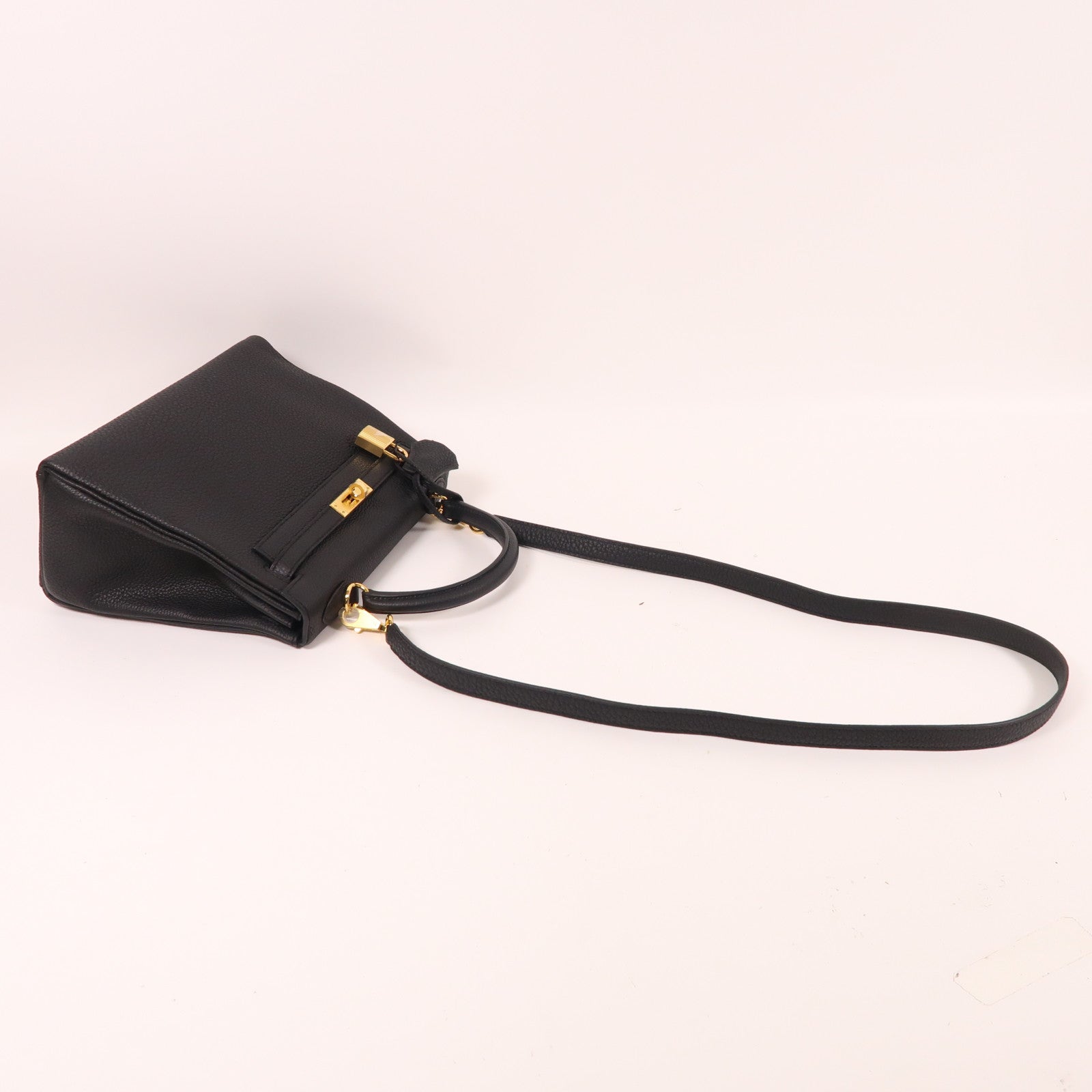 HERMES Togo皮革Kelly 25金扣手挽肩背兩用袋黑色