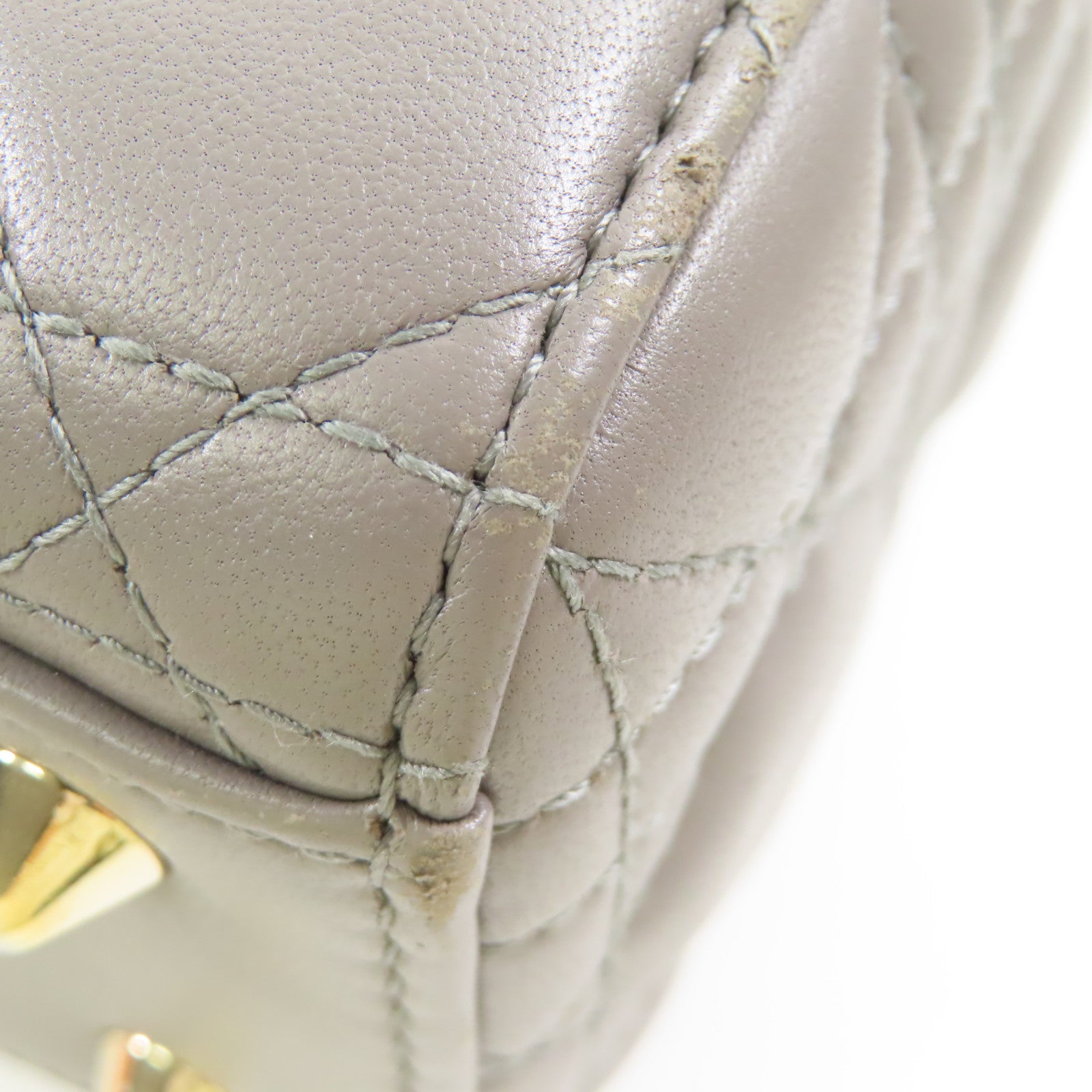 Dior 皮革Lady Dior My ABC Dior金扣手挽肩背兩用袋灰色