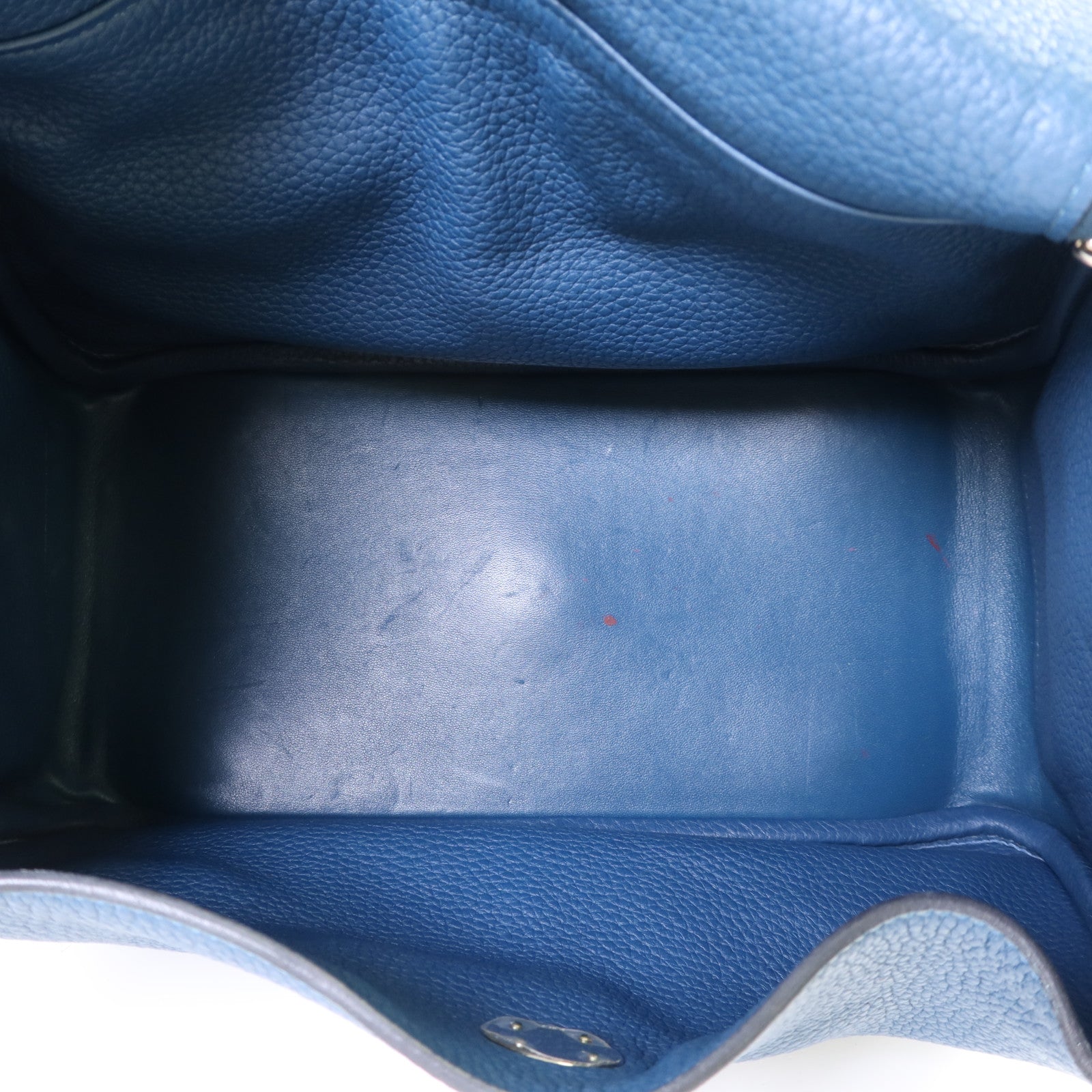 HERMES Clemence皮革Lindy 30銀扣手挽肩背兩用袋Bleu Jean