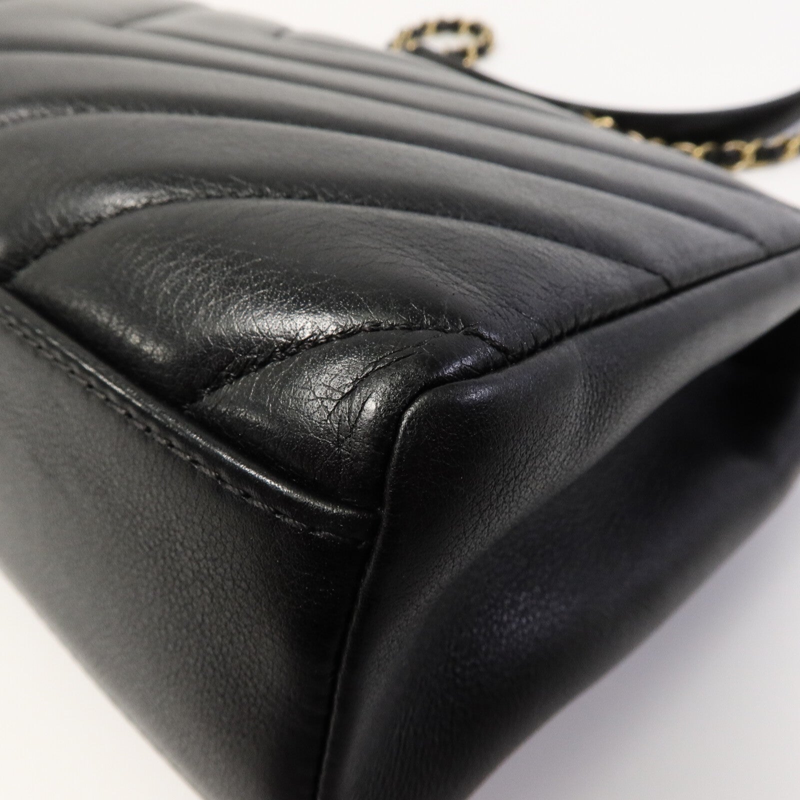 CHANEL 牛皮皮革Top Handle Flap鏈帶手挽肩背兩用袋