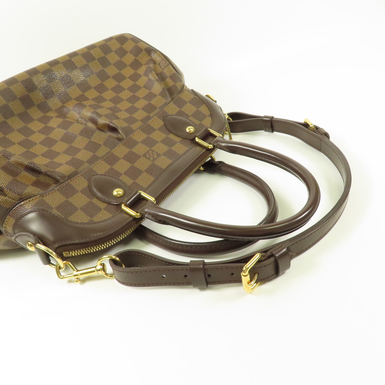 LOUIS VUITTON Damier Trevi金扣手挽肩背兩用袋