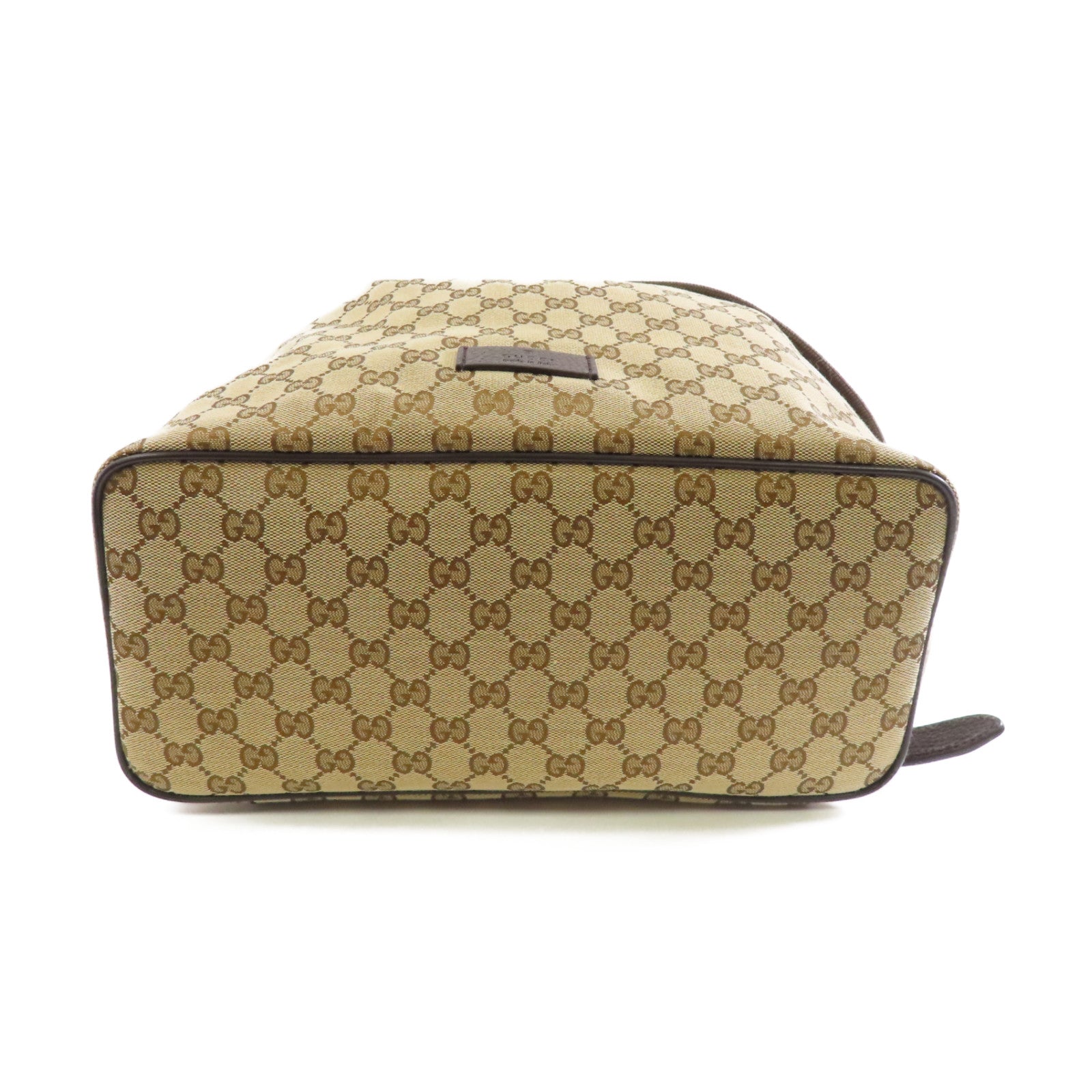 GUCCI 帆布Backpack銀扣背包棕色