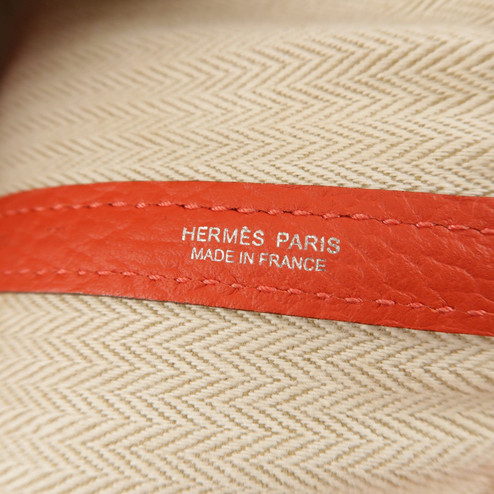 HERMES Negonda皮革Garden Party PM銀扣手挽袋Rouge Pivoine