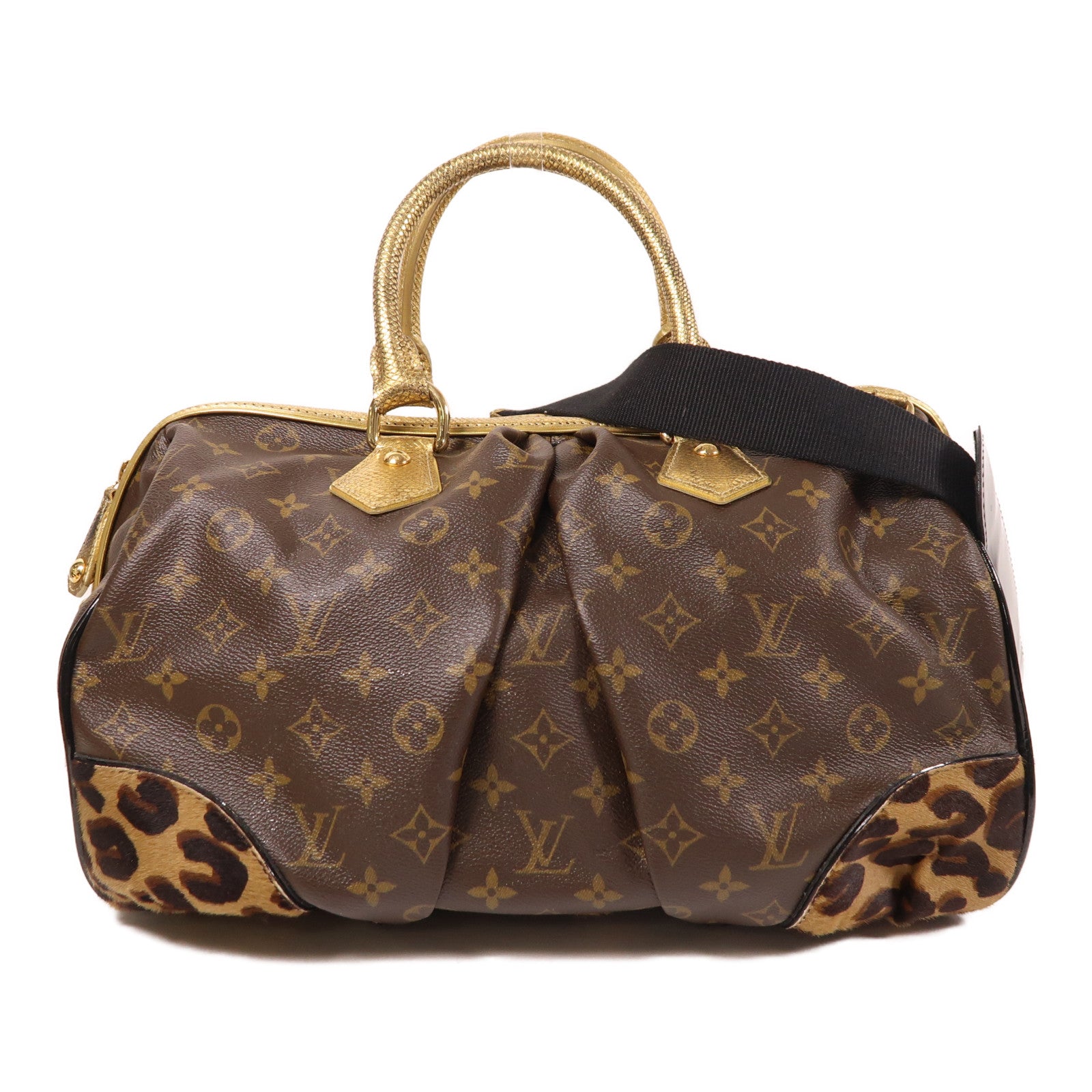 LOUIS VUITTON 【激減優惠】Monogram/蛇皮皮革/馬毛Leopard Steven金扣手挽肩背兩用袋