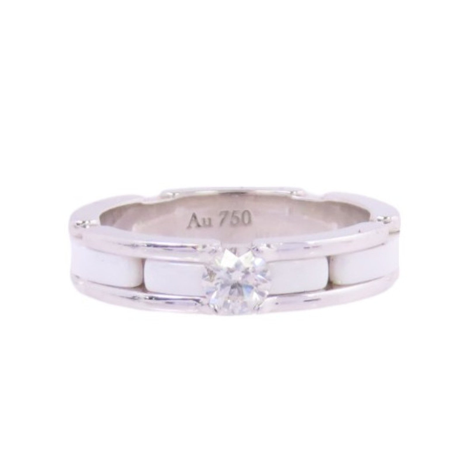 CHANEL 18K白金/陶瓷Diamond Ultra Ring戒指#51/US#5.25