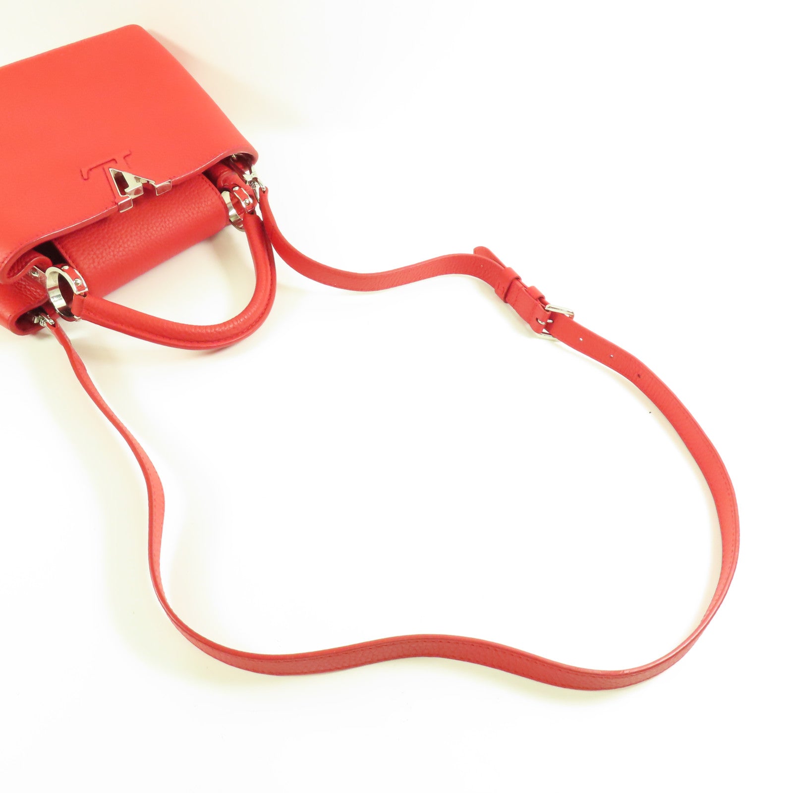 LOUIS VUITTON Taurillon Capucines BB銀扣手挽肩背兩用袋