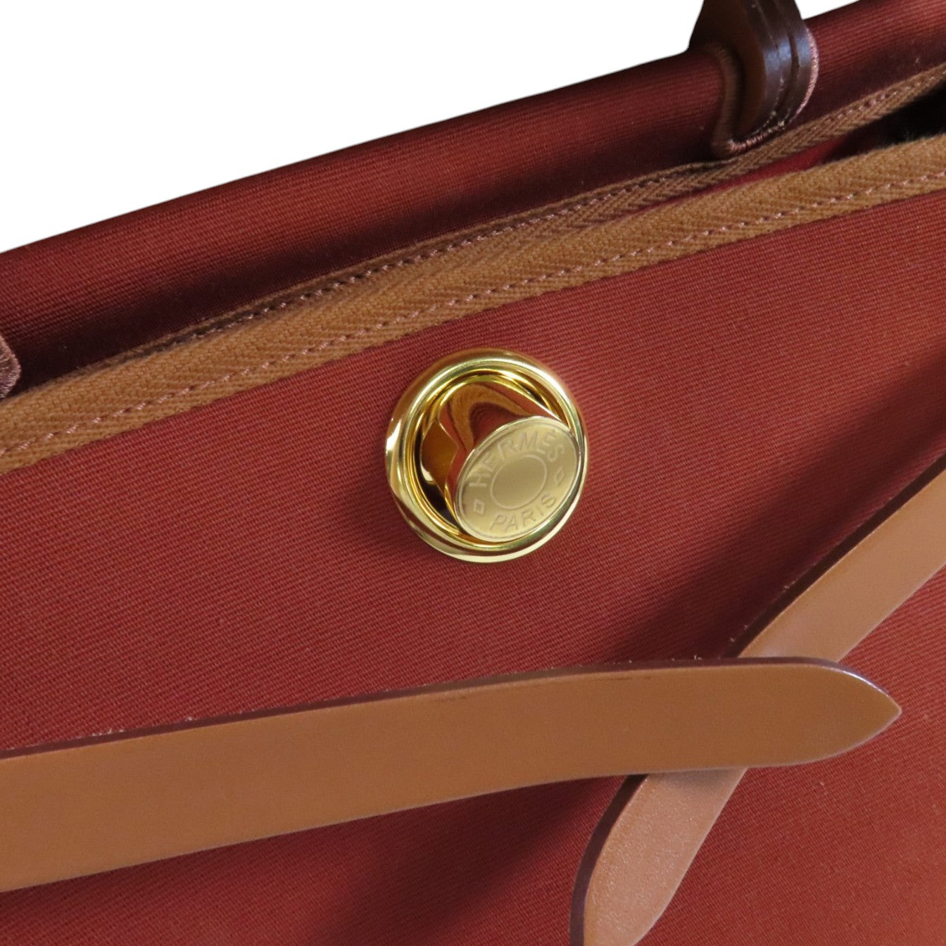 HERMES 帆布Herbag PM金扣手挽肩背兩用袋
