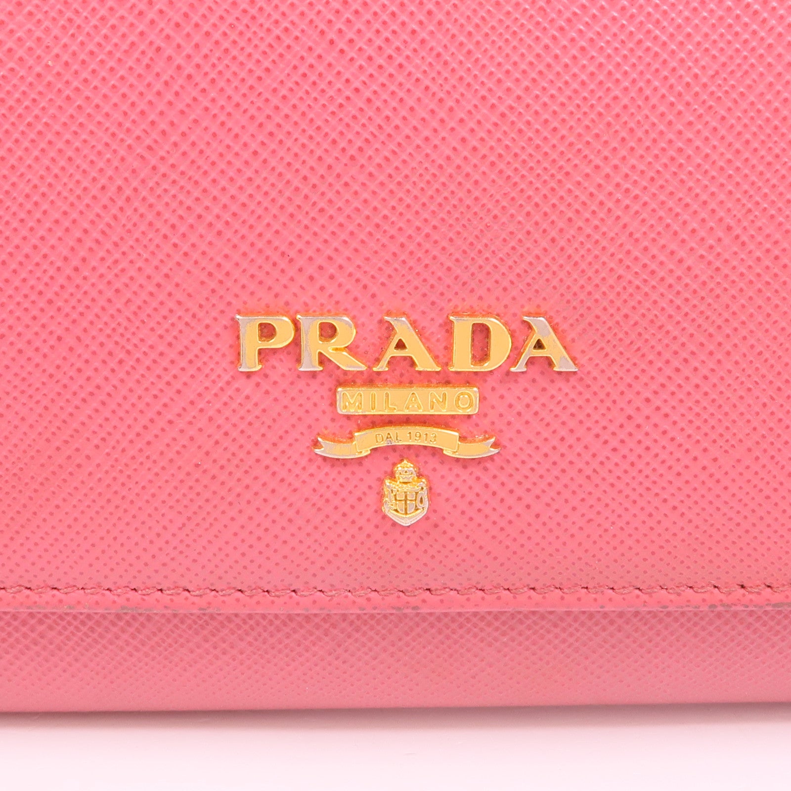 PRADA GHW Long Button Wallet 1M1132 Saffiano Leather Pink