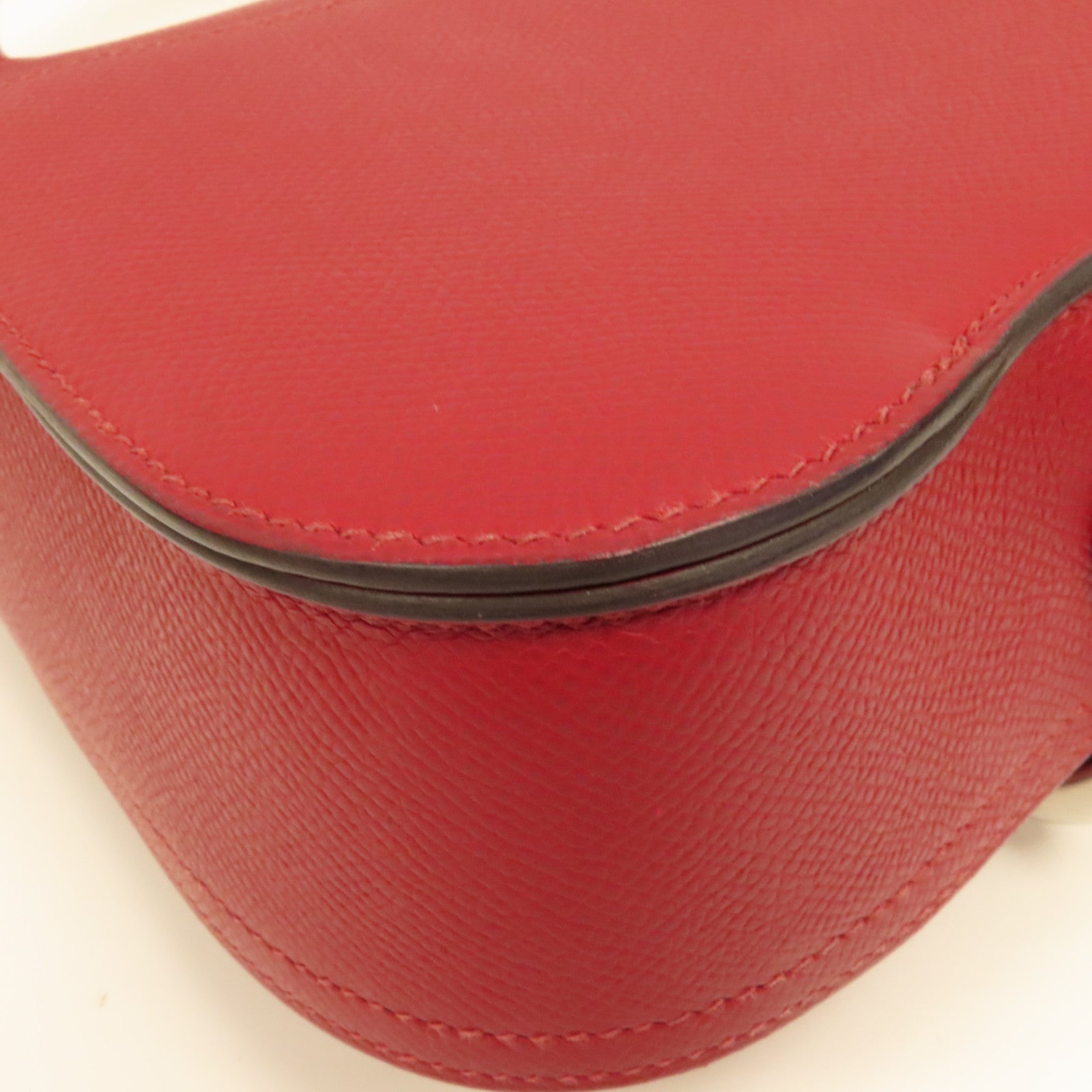 HERMES 【激減優惠】Epsom皮革Della Cavalleria Mini Bag銀扣肩背袋K1 Rouge Grenat石榴紅色