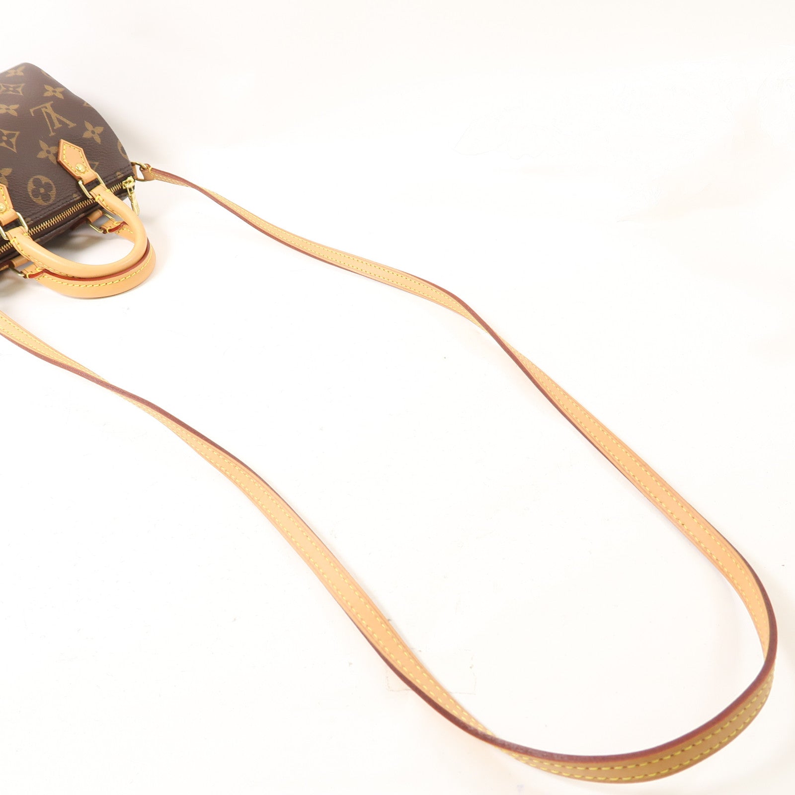LOUIS VUITTON Monogram Nano Speedy金扣手挽肩背兩用袋棕色