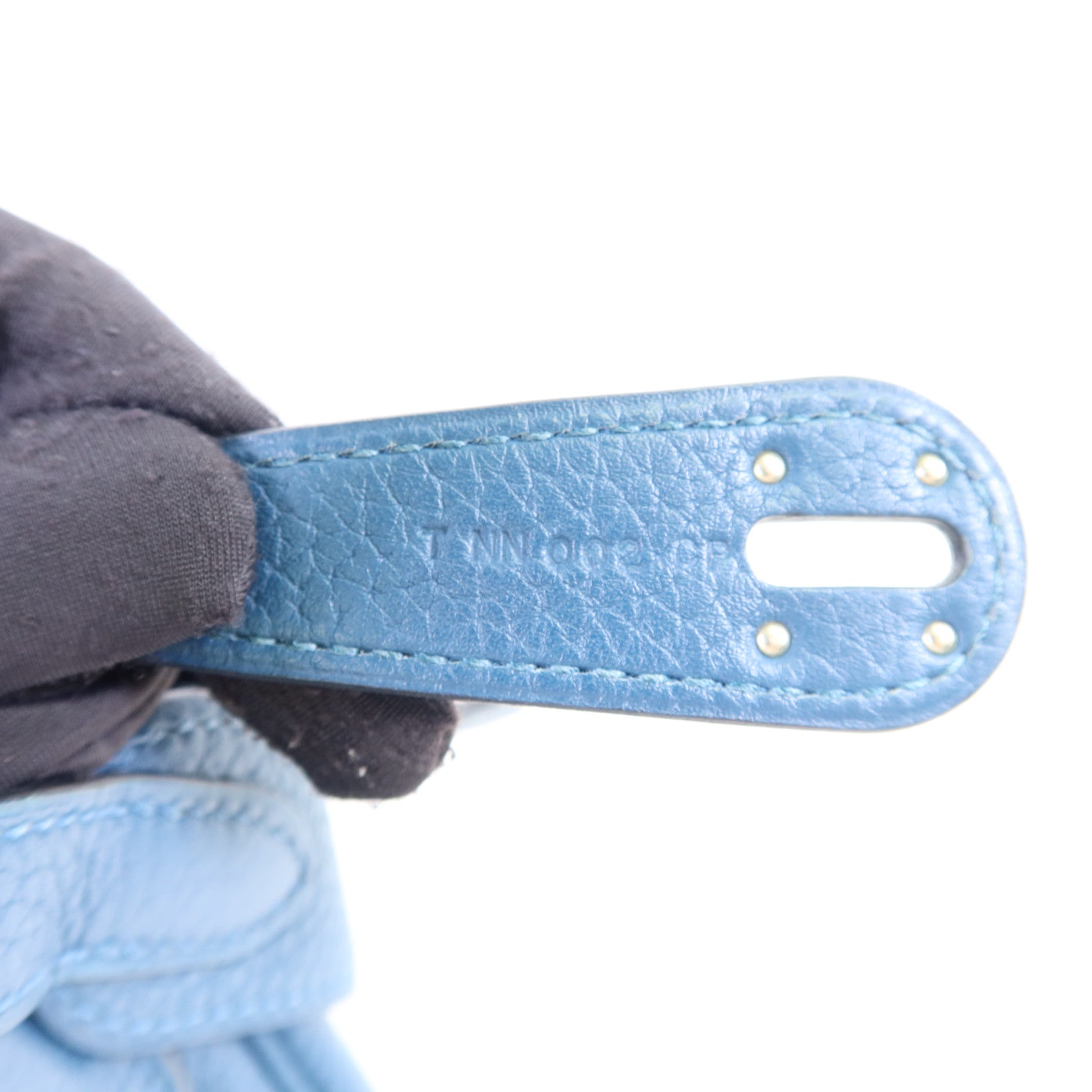 HERMES Clemence皮革Lindy 30銀扣手挽肩背兩用袋Bleu Jean