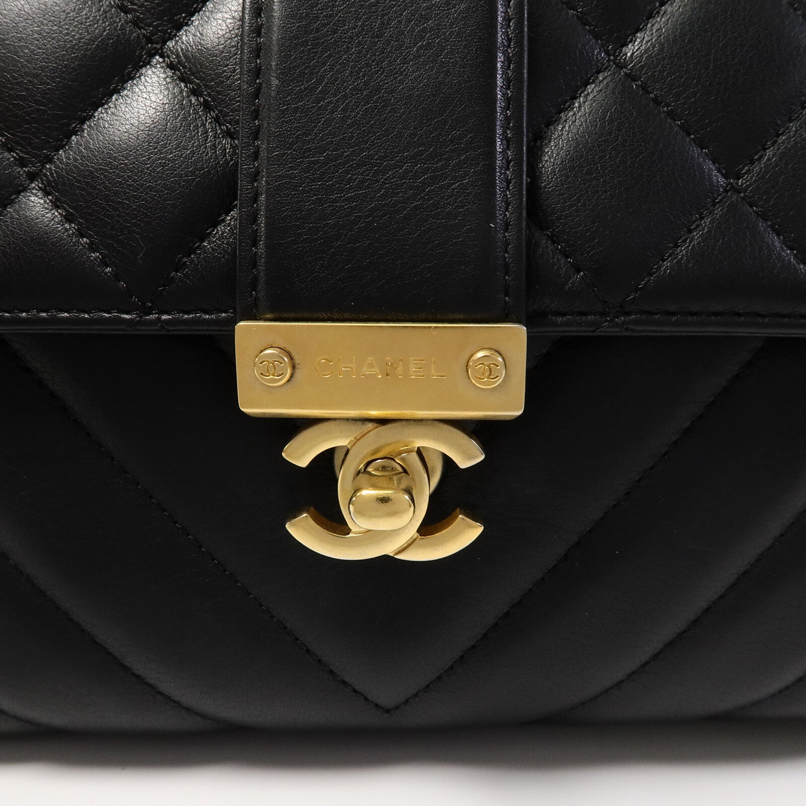 CHANEL 牛皮皮革Top Handle Flap鏈帶手挽肩背兩用袋