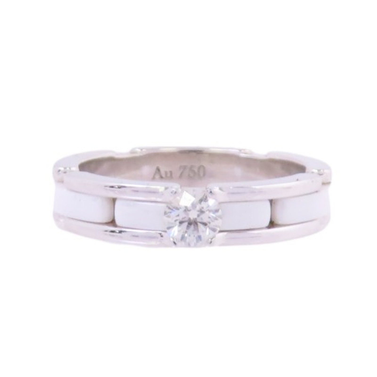 CHANEL 18K白金/陶瓷Diamond Ultra Ring戒指#51/US#5.25