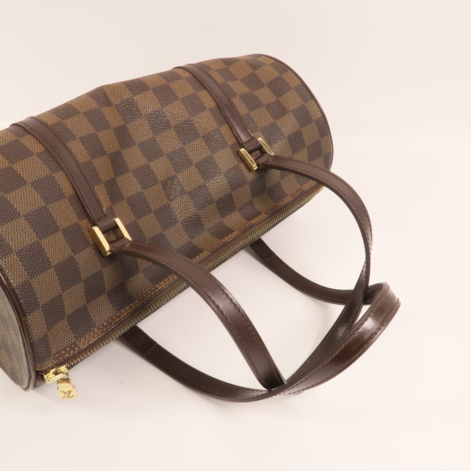 LOUIS VUITTON Damier Papillon 30金扣手挽袋