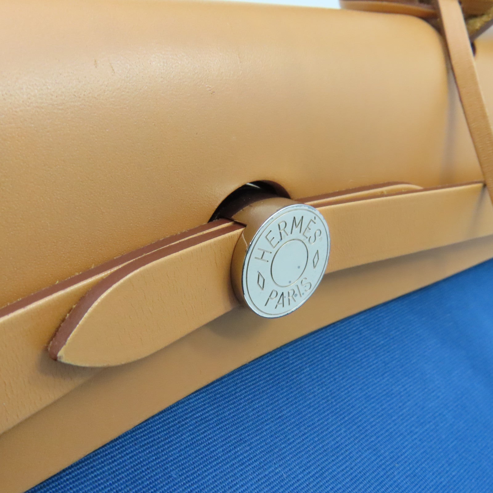 HERMES Canvas Herbag PM Silver Buckle Hand Shoulder Dual-use Bag Blue Izmir Blue
