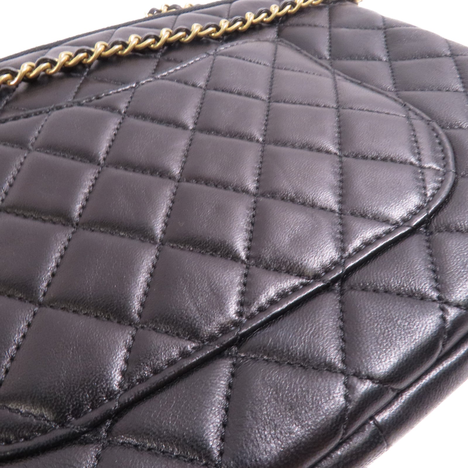 CHANEL 羊皮皮革Chain Shoulder Bag金扣肩背袋