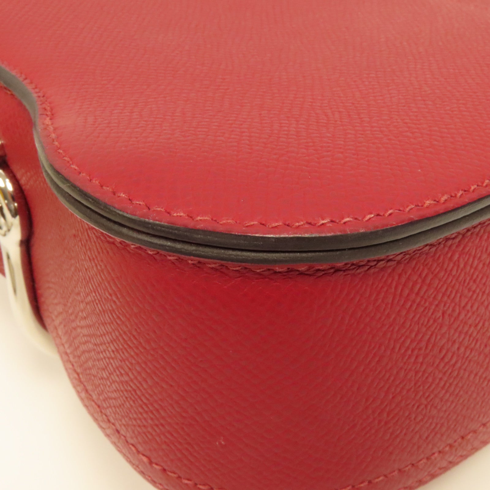 HERMES 【激減優惠】Epsom皮革Della Cavalleria Mini Bag銀扣肩背袋K1 Rouge Grenat石榴紅色