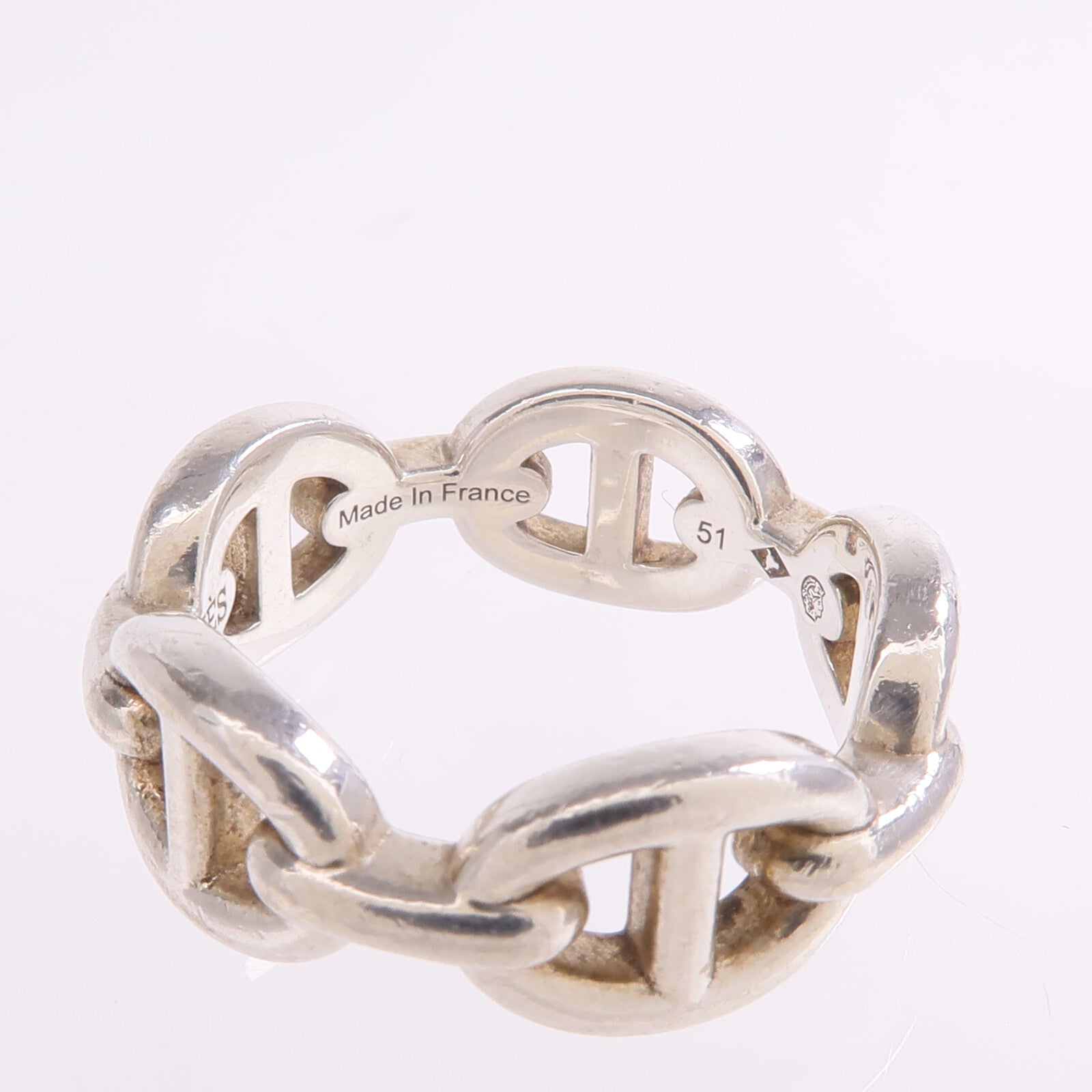 HERMES 925純銀Chaine d'ancre Enchainee Ring戒指US#5.25