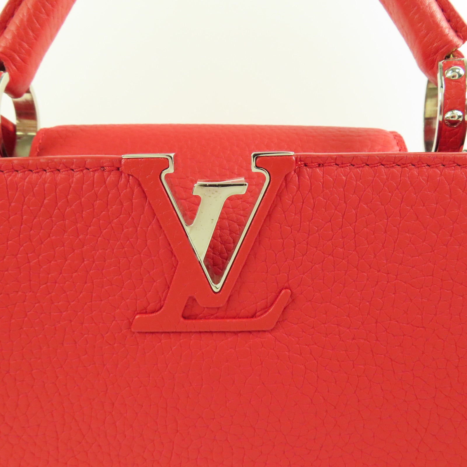 LOUIS VUITTON Taurillon Capucines BB銀扣手挽肩背兩用袋