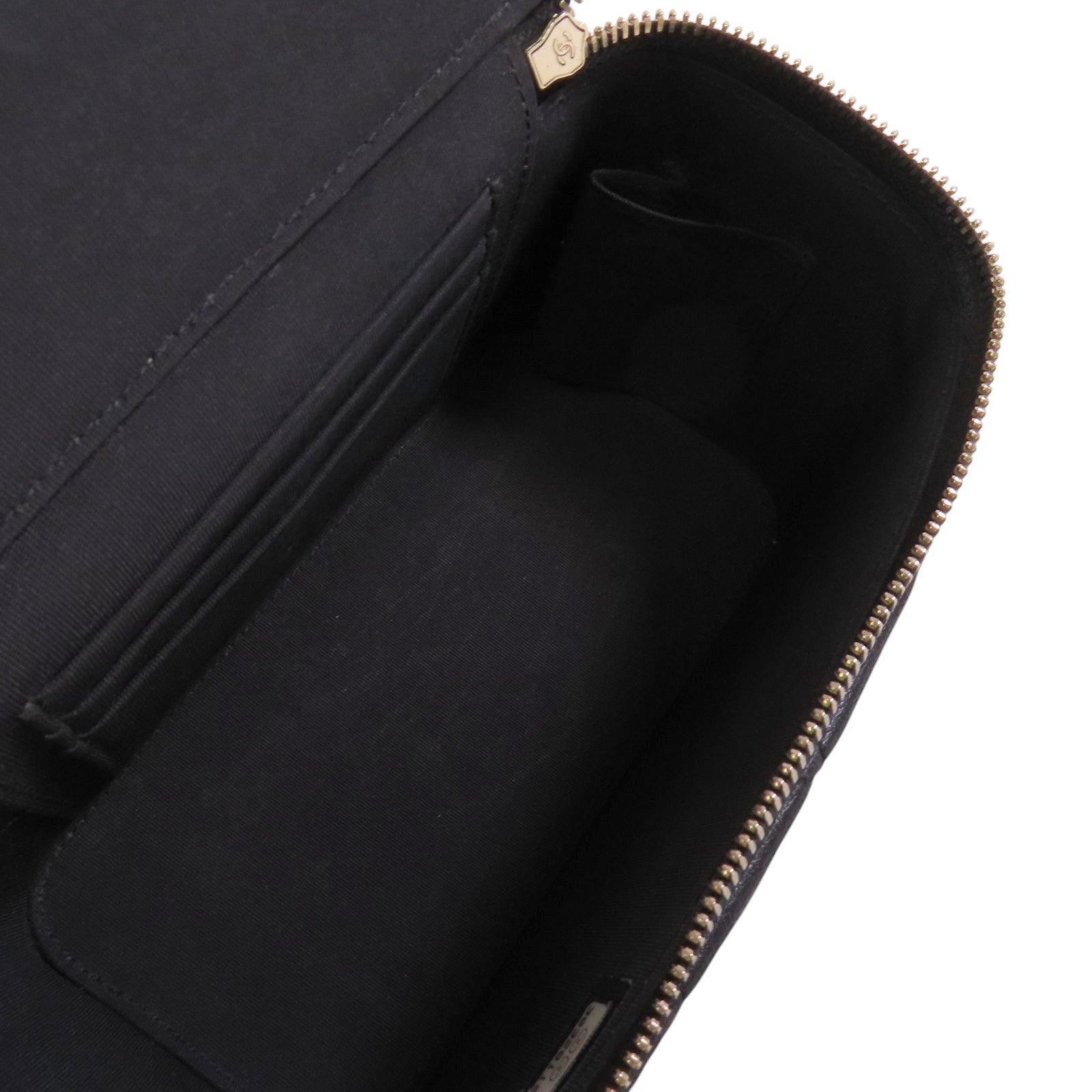 CHANEL 羊皮皮革Vanity Case金扣鏈帶手挽肩背兩用袋