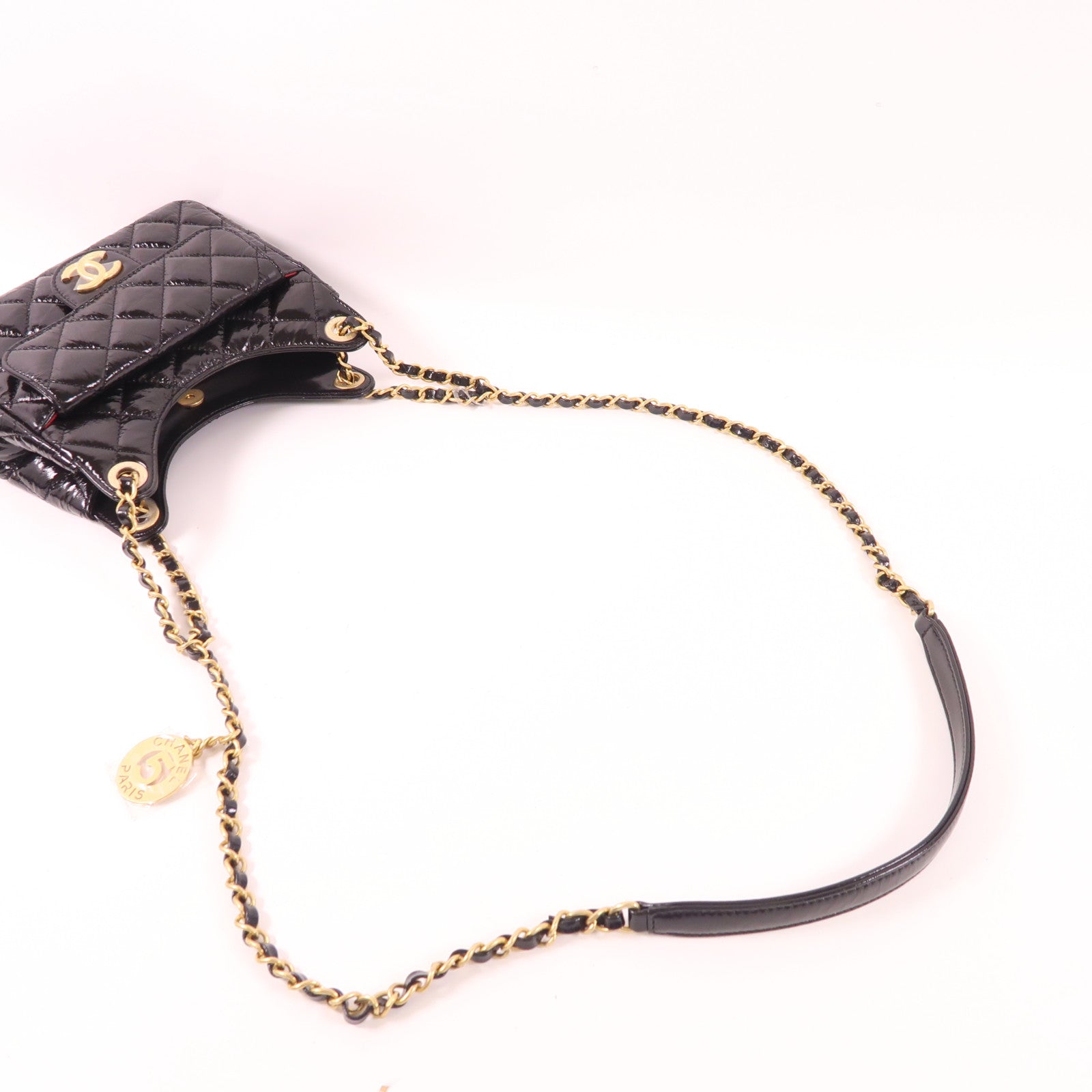 CHANEL 皮革Hobo金扣鏈帶肩背袋