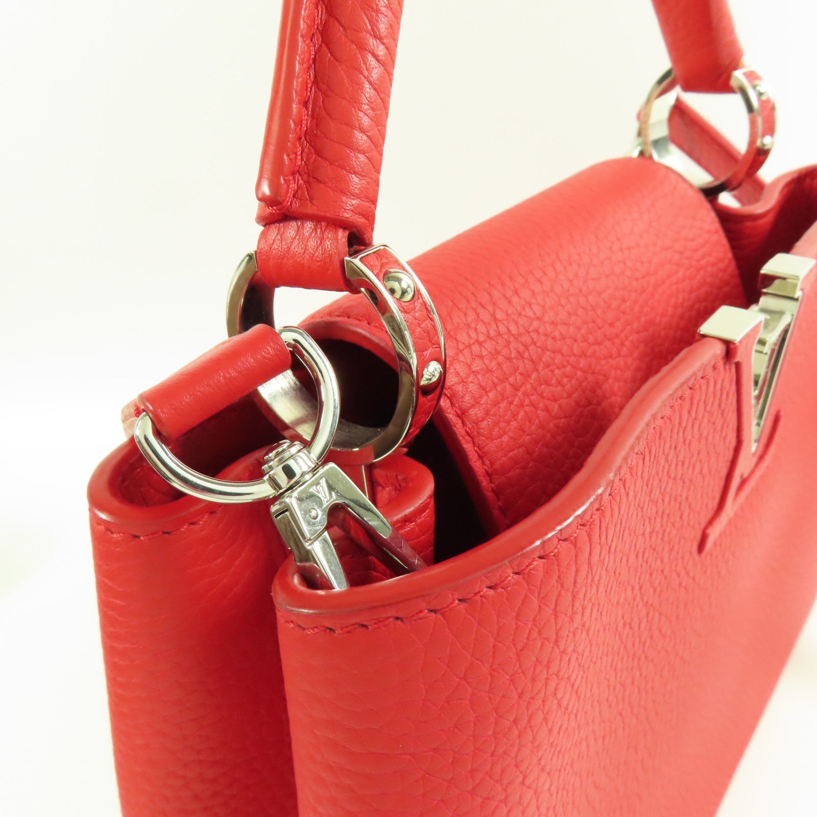 LOUIS VUITTON Taurillon Capucines BB銀扣手挽肩背兩用袋