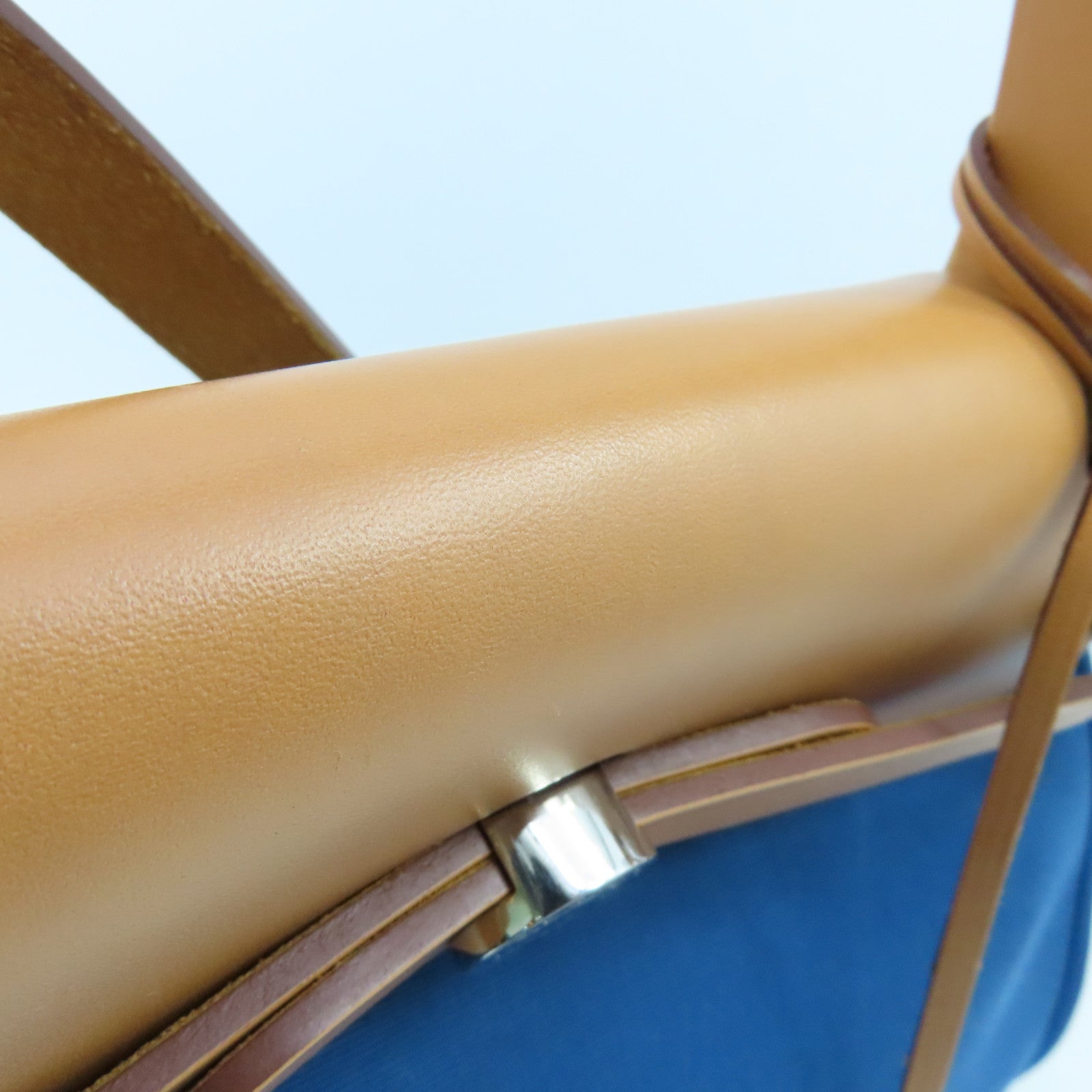 HERMES Canvas Herbag PM Silver Buckle Hand Shoulder Dual-use Bag Blue Izmir Blue
