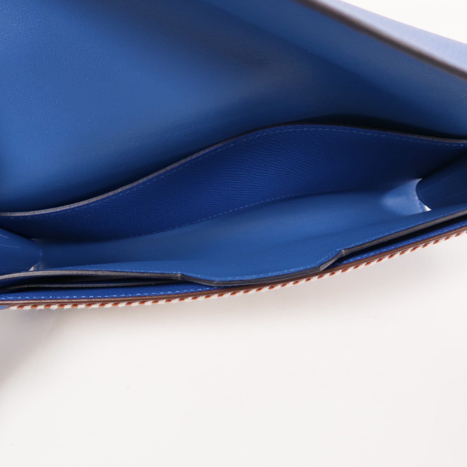 HERMES PHW Passant Long Wallet Epsom Leather Blue