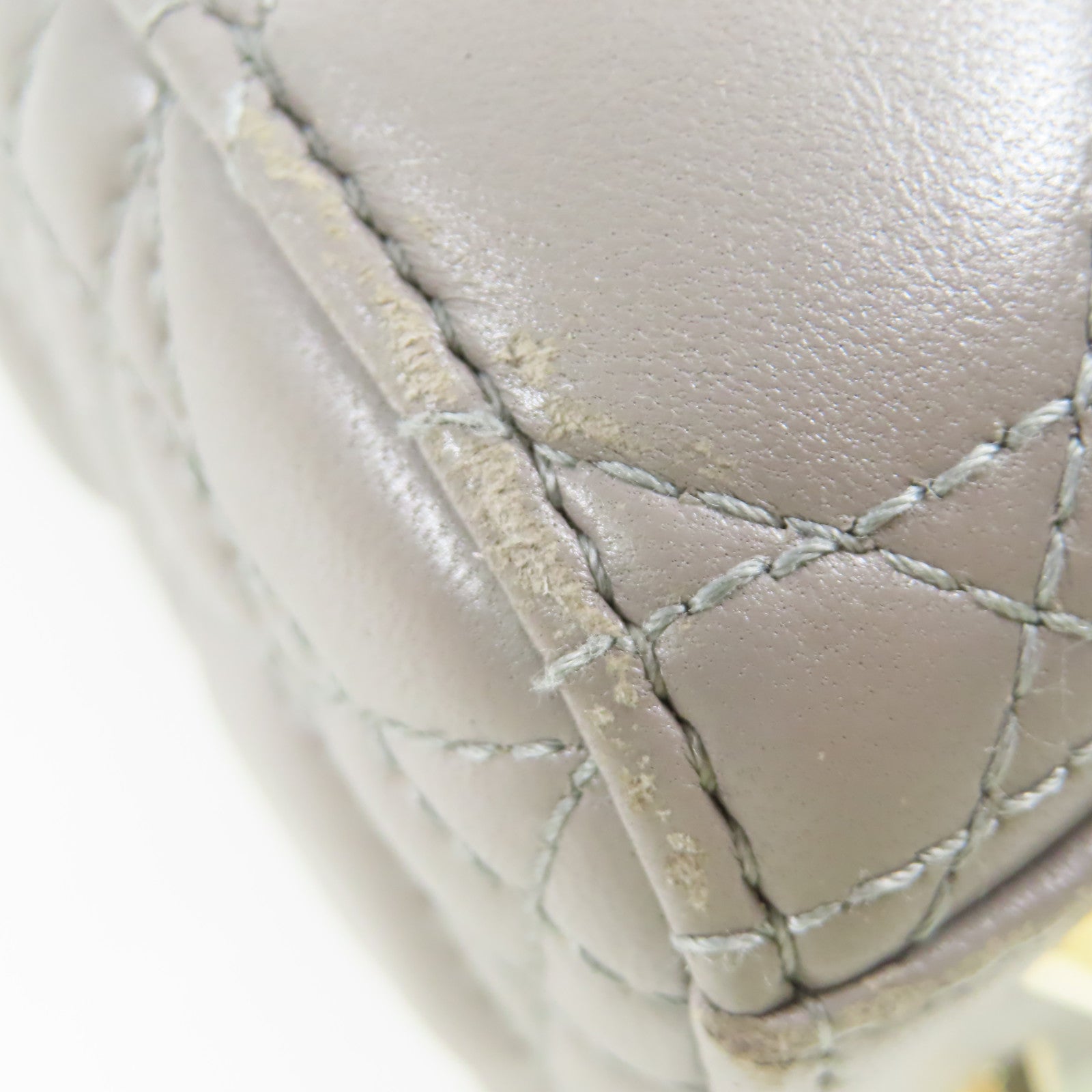 Dior 皮革Lady Dior My ABC Dior金扣手挽肩背兩用袋灰色